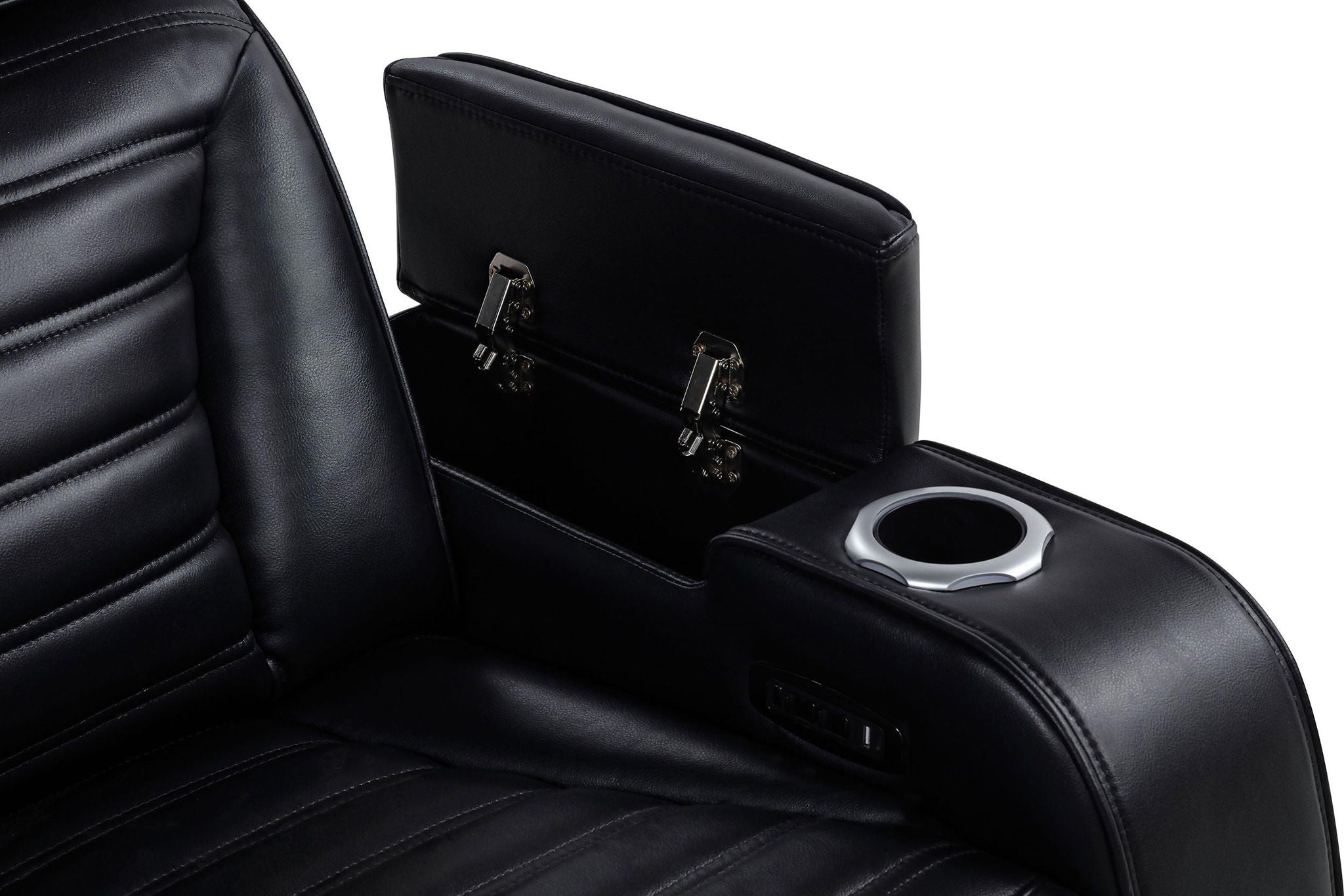Zuma 3-piece Faux Leather Dual Power LED Sofa Set Black