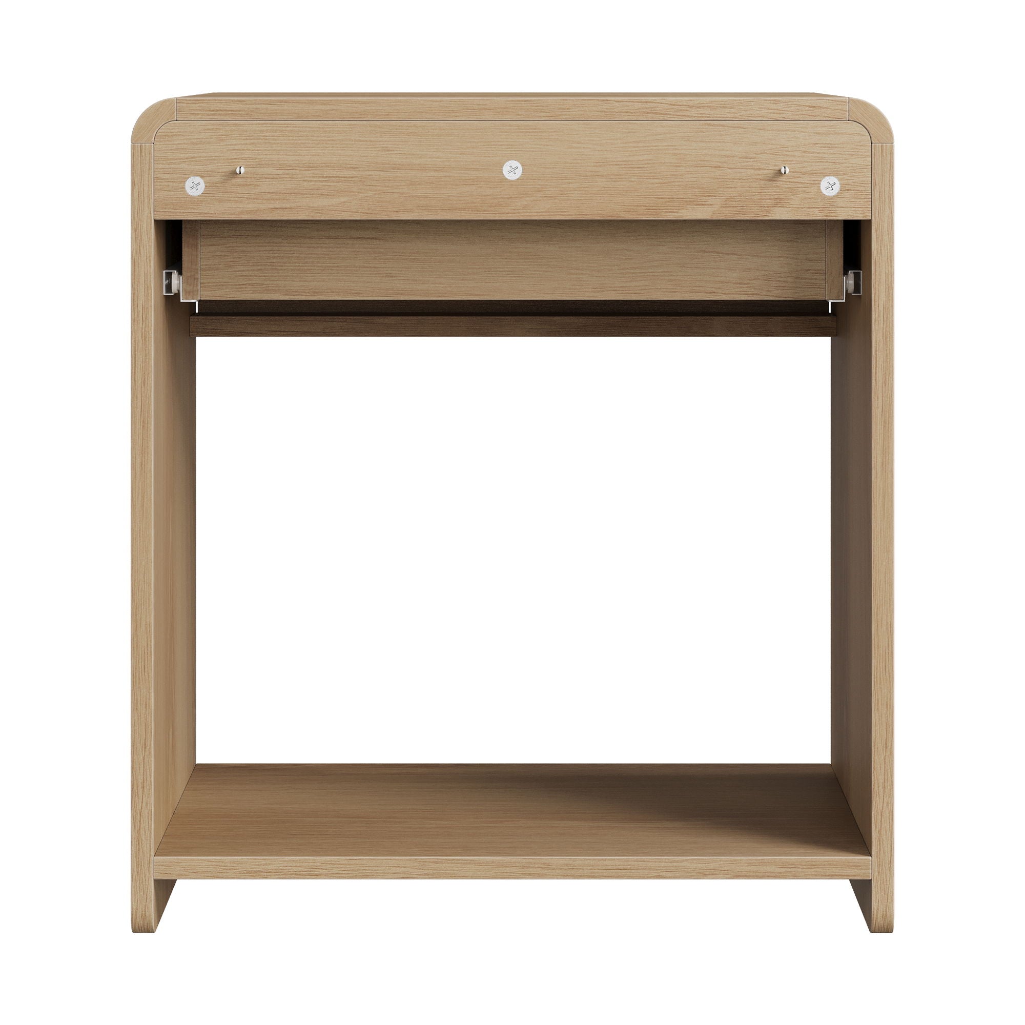 Bedside Table Set With Storage Drawers And Open Shelves, Compact With Rounded Corners (Set of 2) - Oak