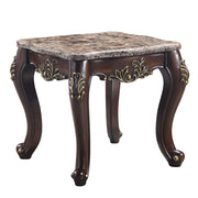 ACME Ragnar - End Table - Marble Top & Cherry Finish | Meri Furniture