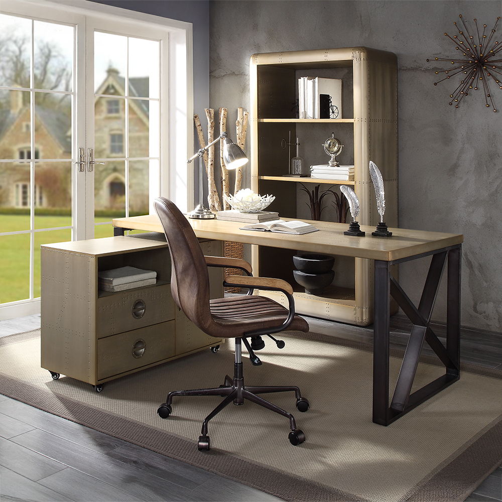 Jennavieve - Executive Writing Desk - Gold Aluminum