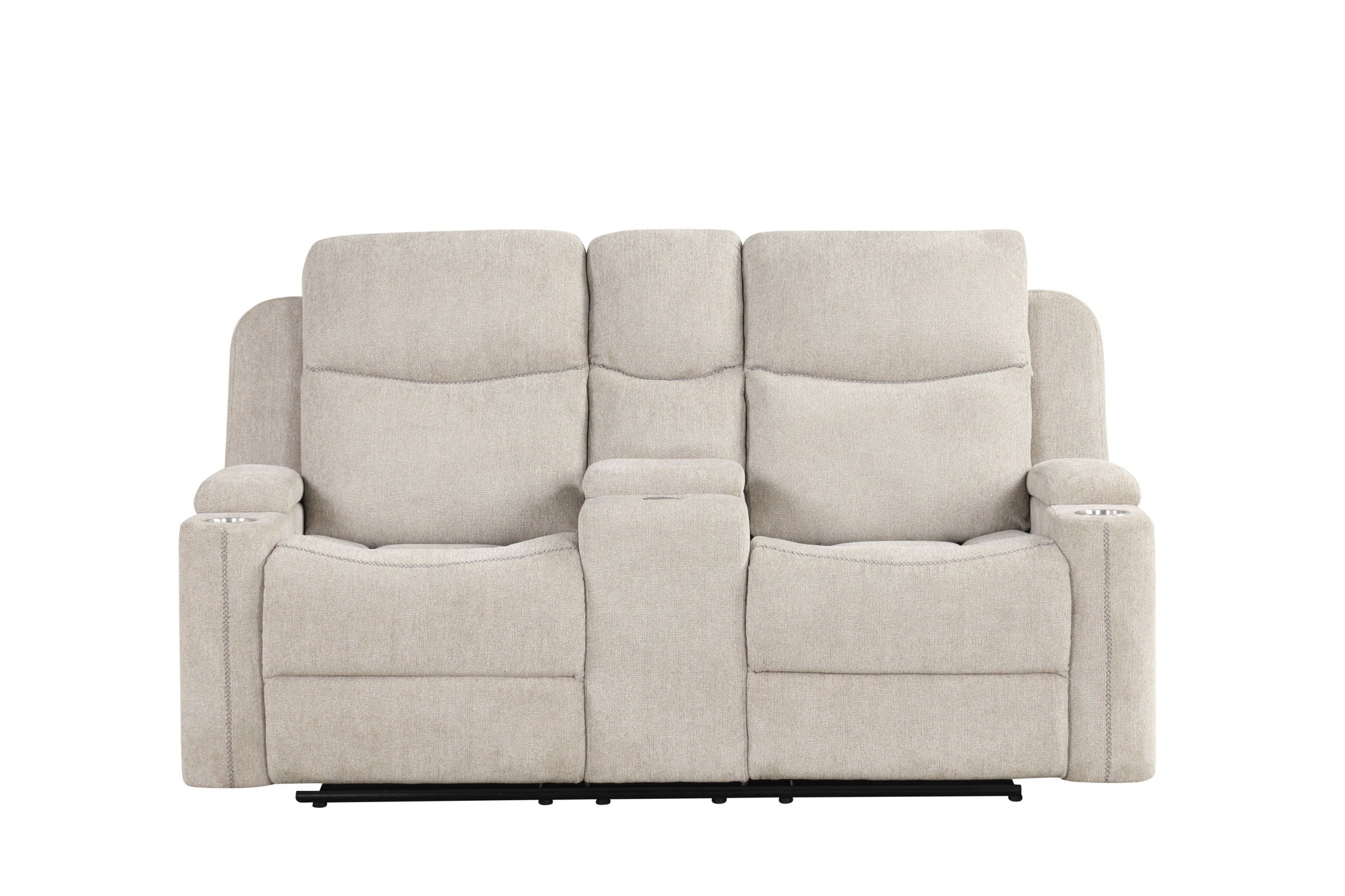 Galya - Motion Loveseat With Console - Light Gray