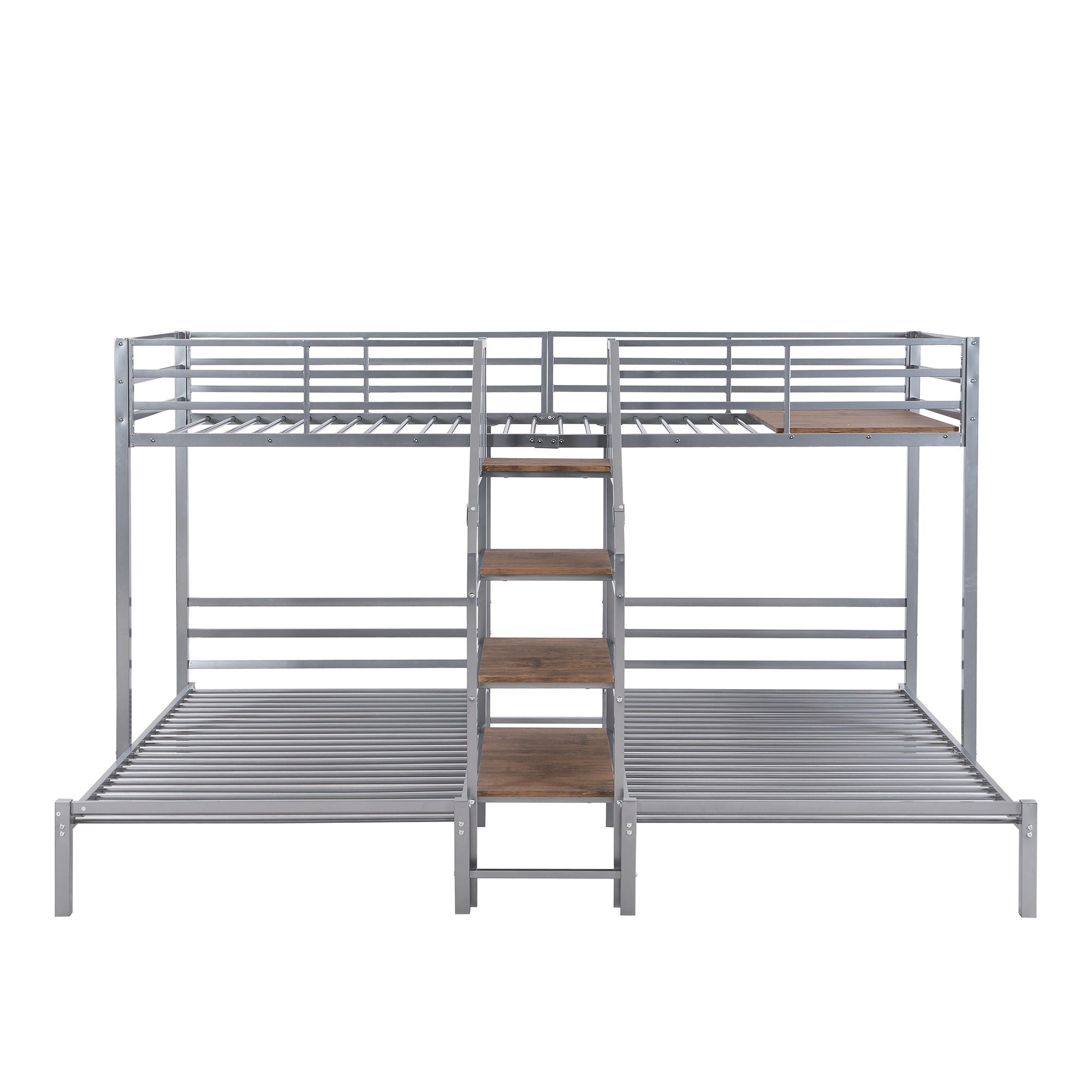 Metal Bunk Bed With Storage Shelves Staircase