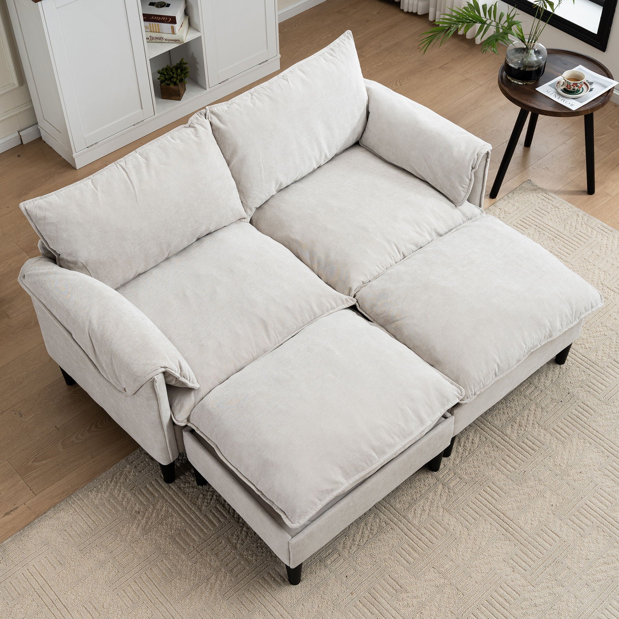 Convertible Combination Sofa With Footstools With Storage