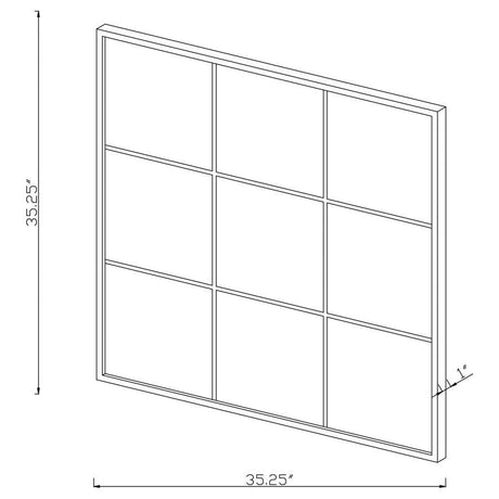 Quetzal - Square Window Pane Wall Mirror - Black