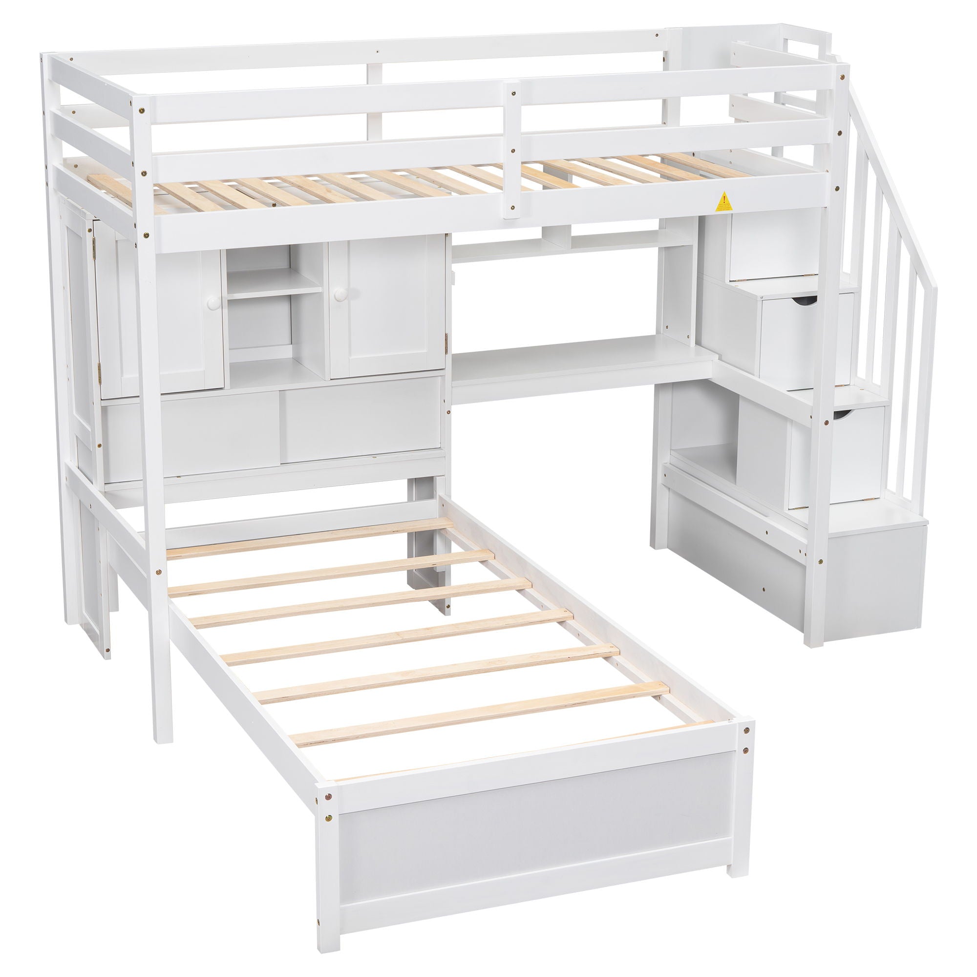 Loft Bed With Built In Desk And Staircase