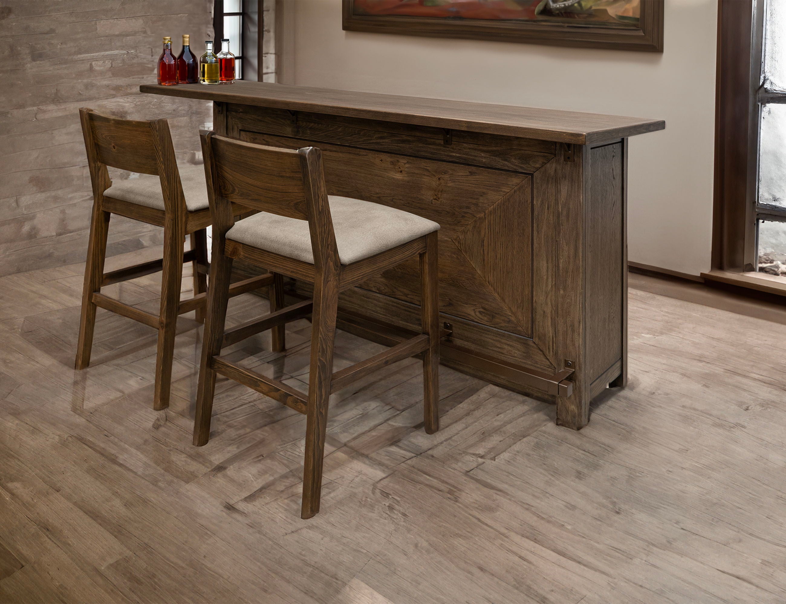 International Furniture Direct Novus Lodge - Barstool (Set of 2) - Walnut Brown | Meri Furniture