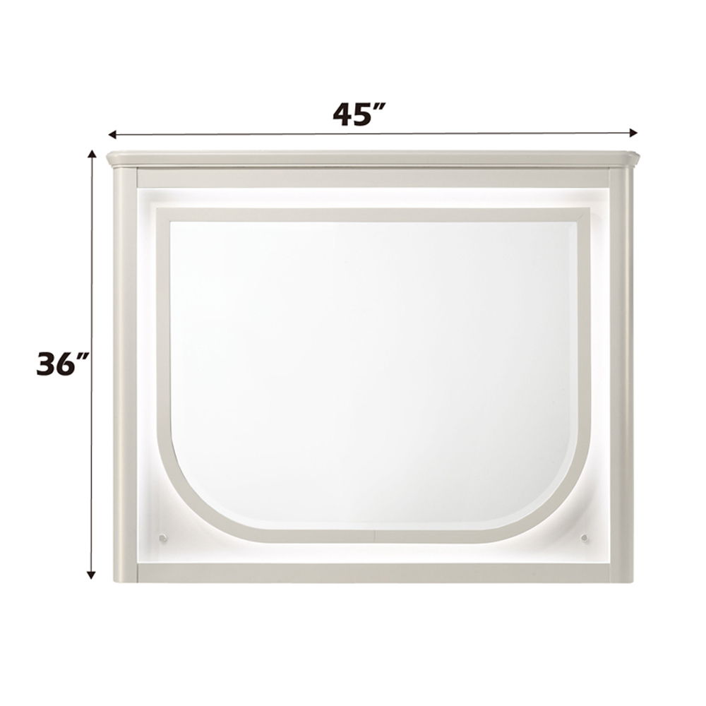 Laveda - Mirror With LED - Pearl White