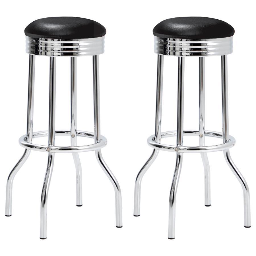 Coaster Fine Furniture Retro - Upholstered Metal Swivel Bar Stool (Set of 2) | Meri Furniture
