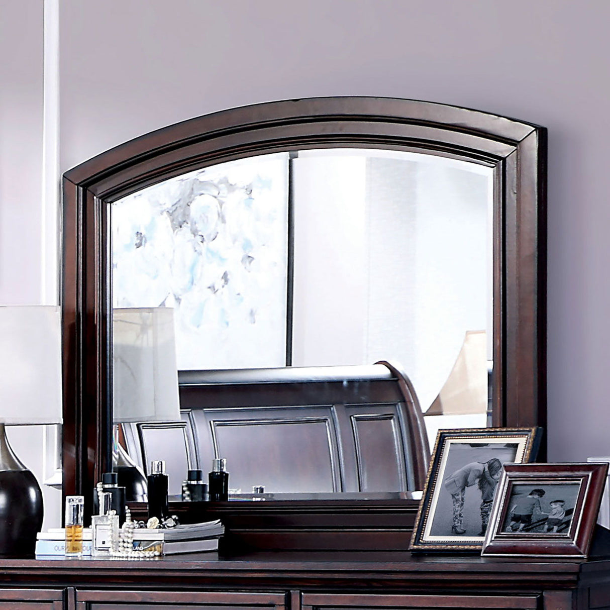 Furniture of America Wells - Mirror - Dark Cherry | Meri Furniture