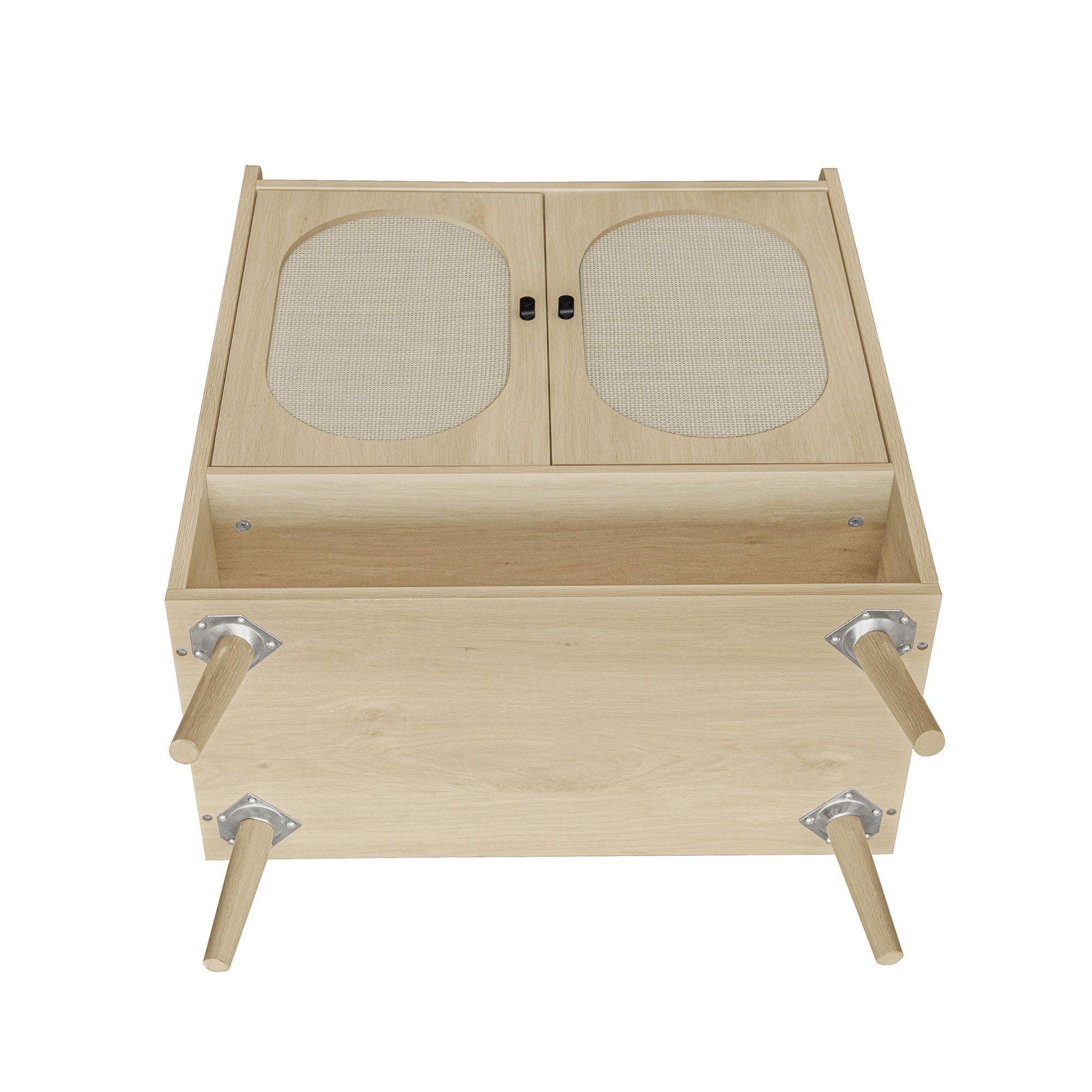 2 Door Shoe Rack, Freestanding, Modern Shoe Storage Cabinet, For Entryway - Natural