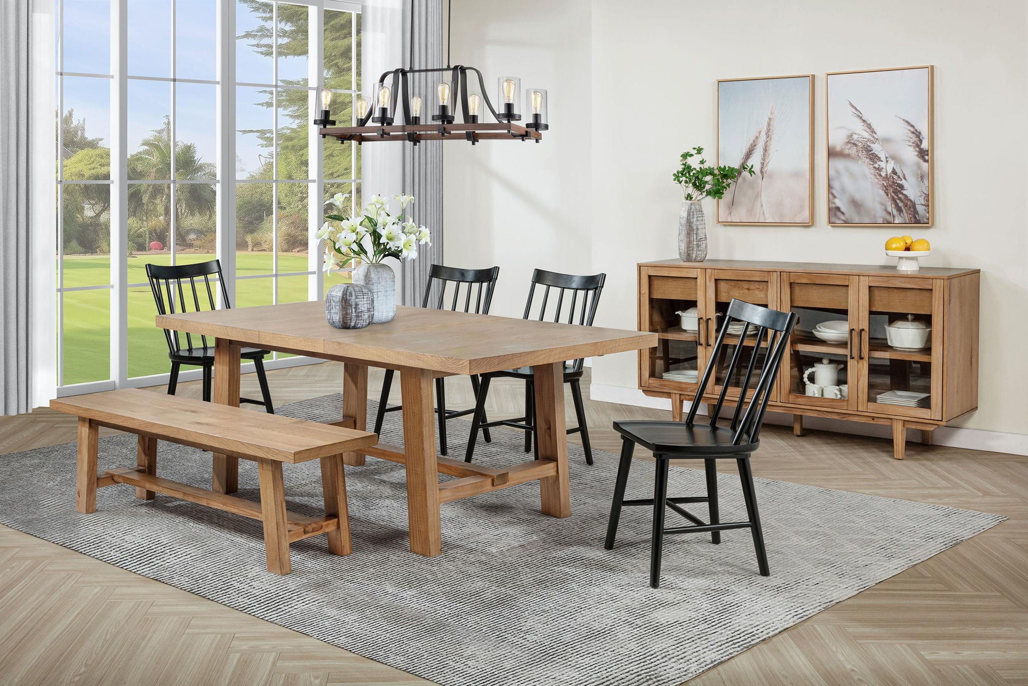 Middleton 60-inch Wood Backless Dining Bench Natural Brown