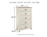 Willowton - Brown / Beige / White - Five Drawer Chest