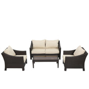 Antibes - 4 Pieces Wicker Chat Set - Brown / Beige
