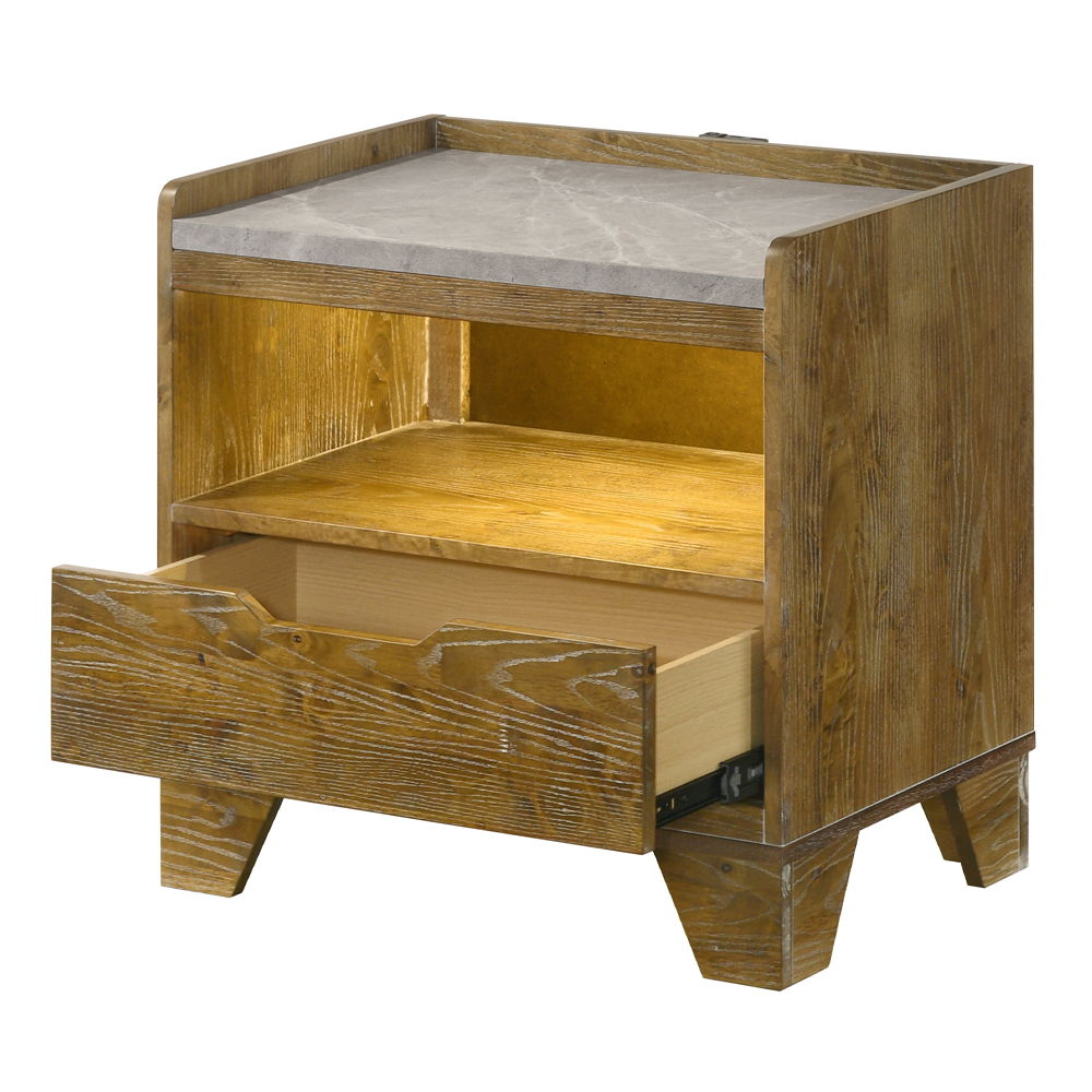 Garcia - Nightstand With LED - Light Brown