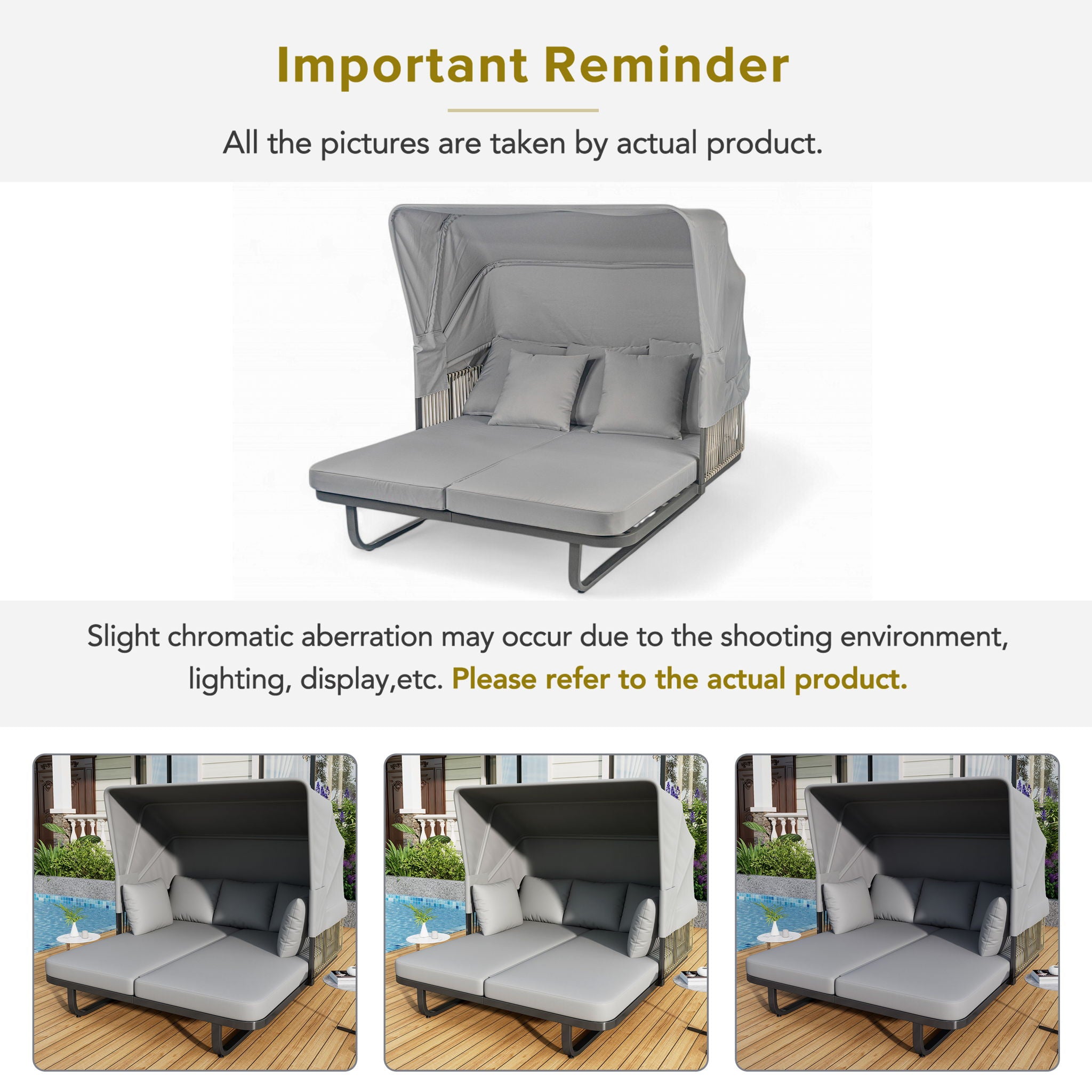 Outdoor Patio Rattan Daybed With Detachable Pillows