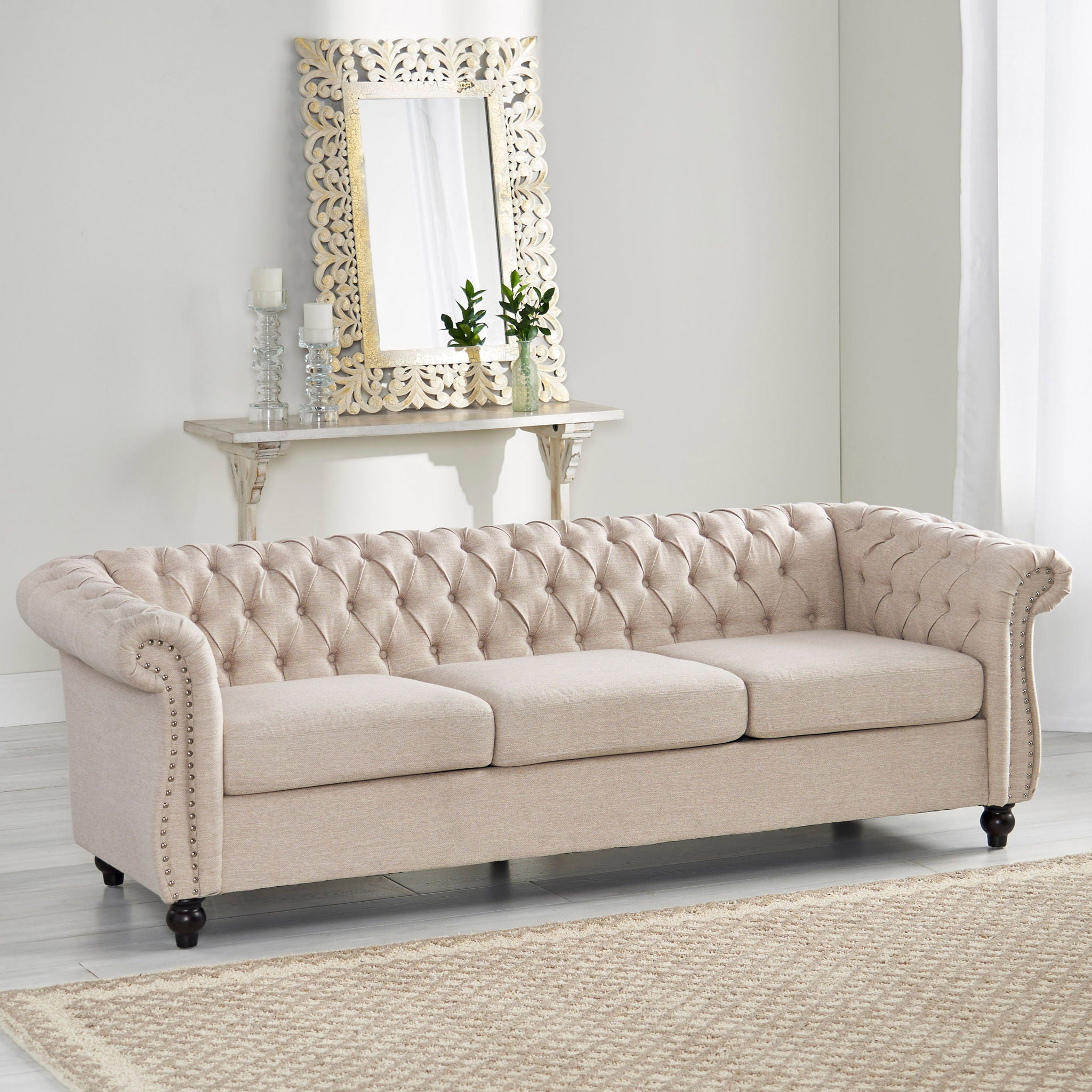 Chesterfield Style 3 Seater Sofa With Deep Button Tufting