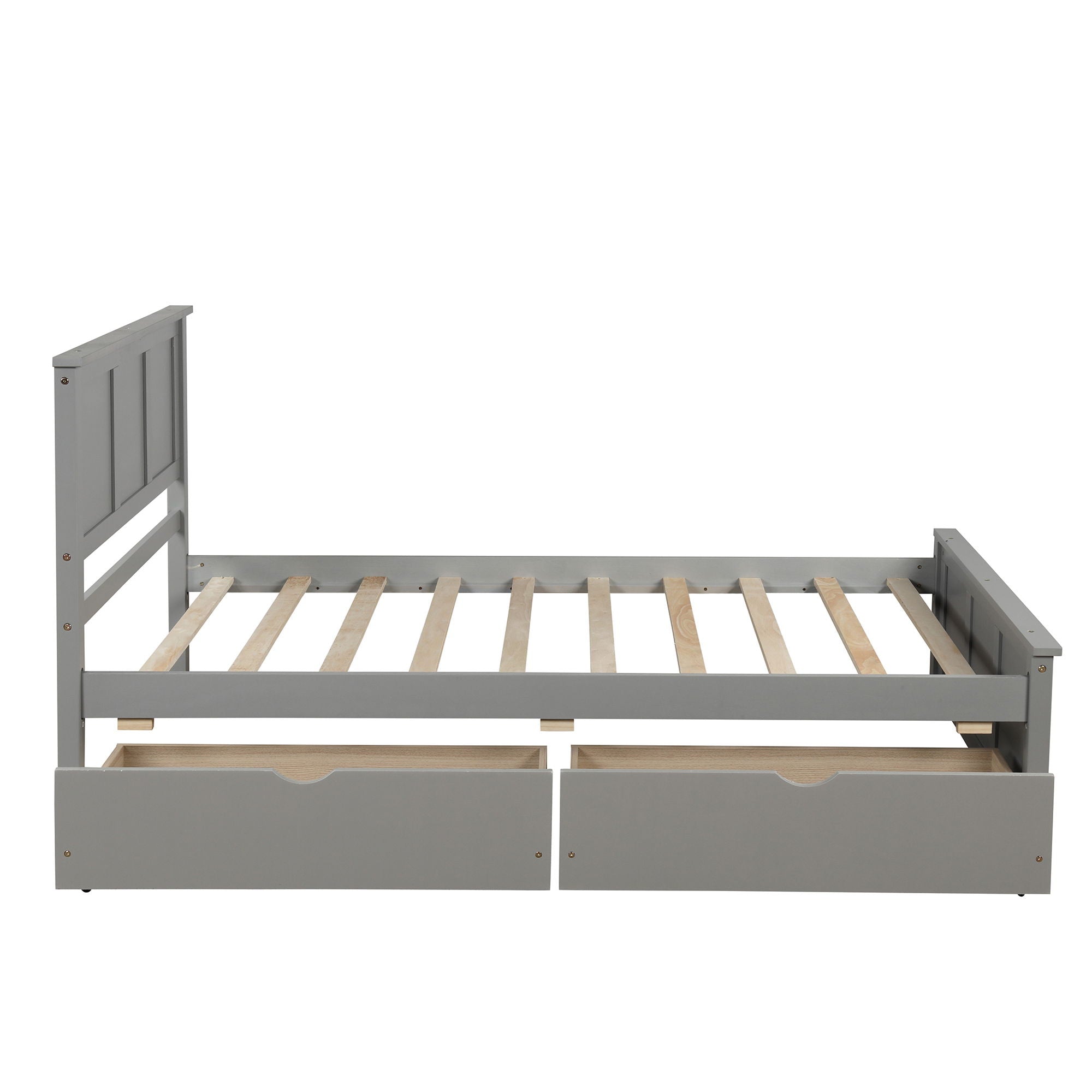 Platform Storage Bed With 2 Wheel Base Drawers