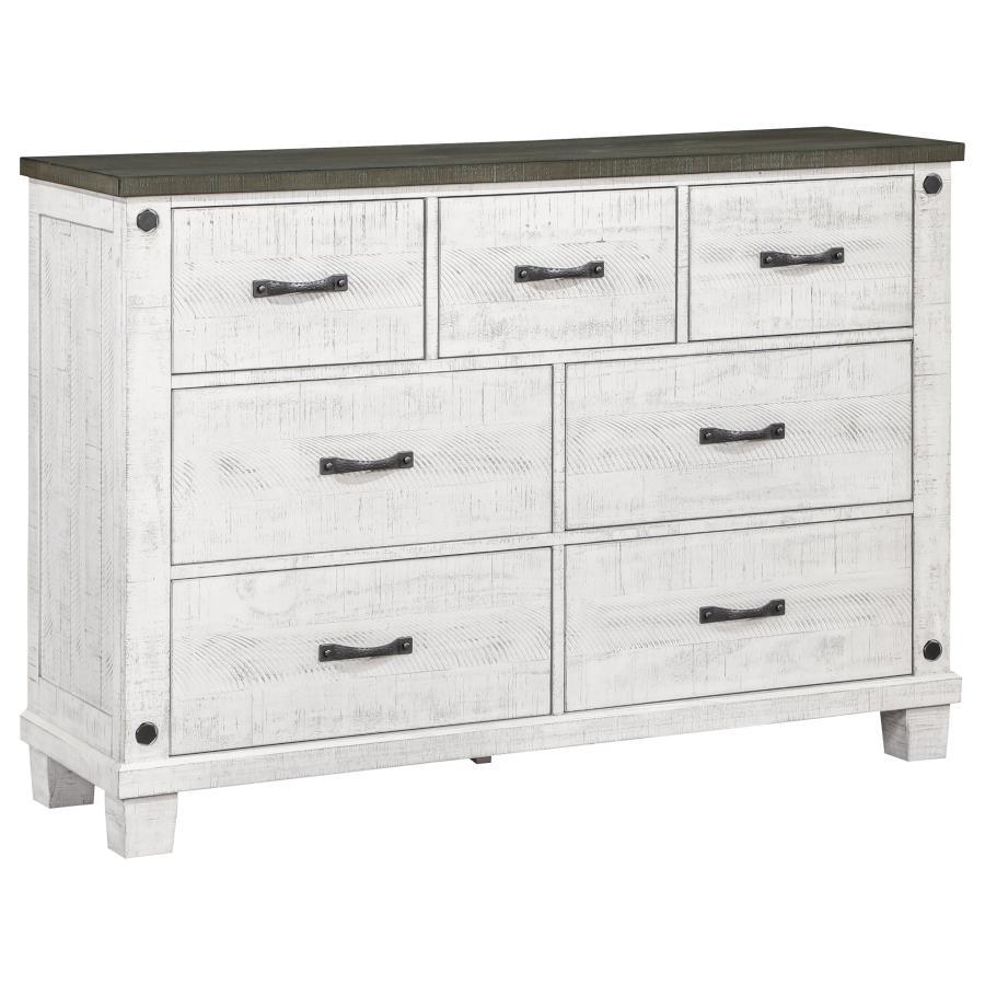 Coaster Fine Furniture Lilith - 7-Drawer Dresser - Distressed White | Meri Furniture