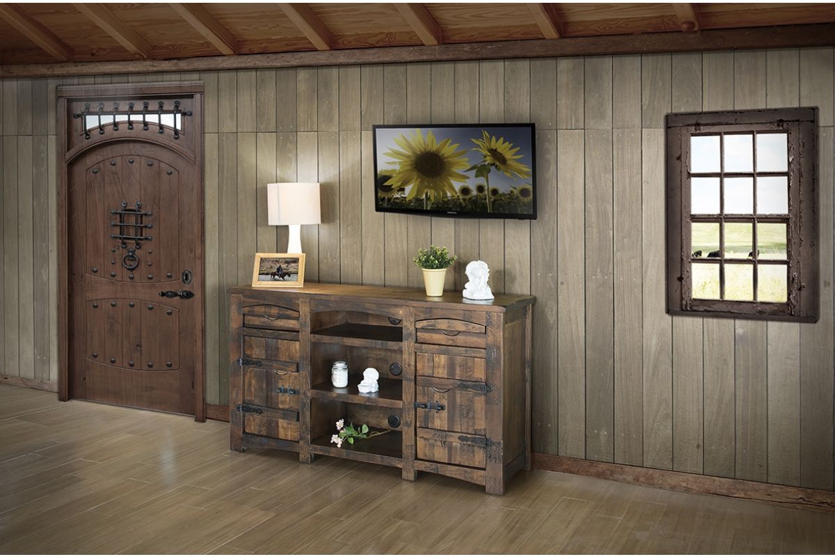 International Furniture Direct Mezcal - 60" TV Stand With 2 Drawer / 3 Shelves - Deep Brown | Meri Furniture