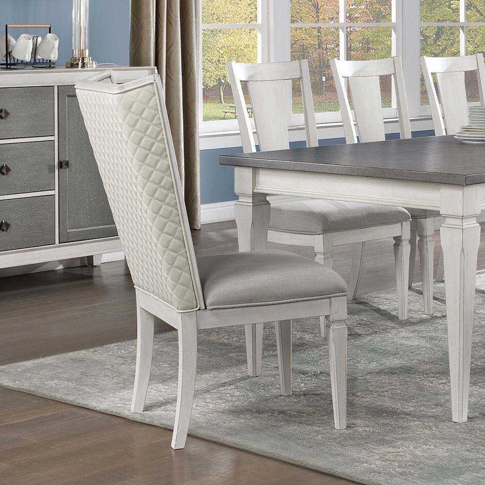 ACME Katia - Hostess Chair (Set of 2) - Light Gray & Weathered White | Meri Furniture