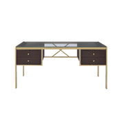 ACME Yumia - Desk - Gold & Clear Glass | Meri Furniture