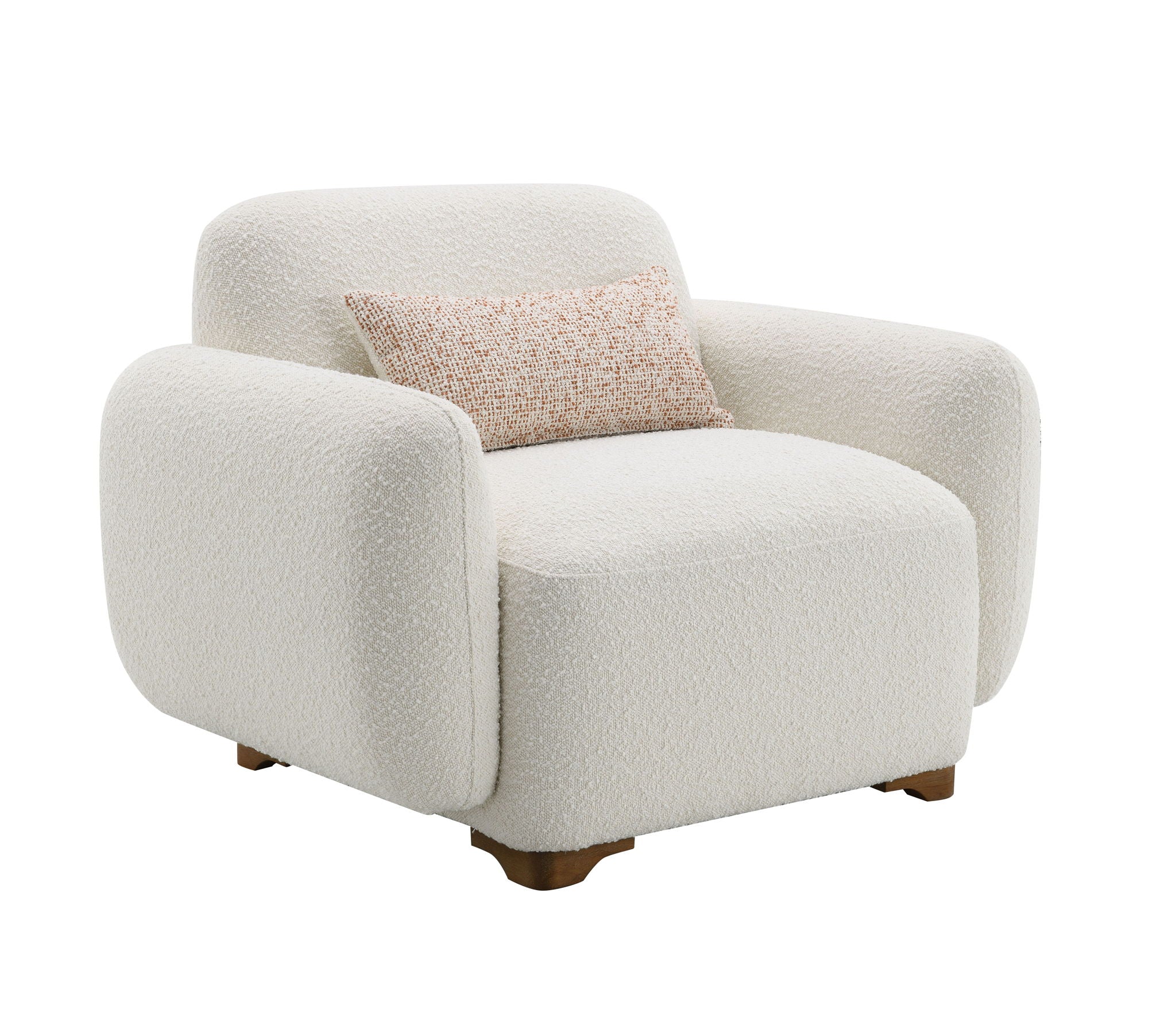 Darius - Boucle Accent Chair With 1 Toss Pillow - Beige