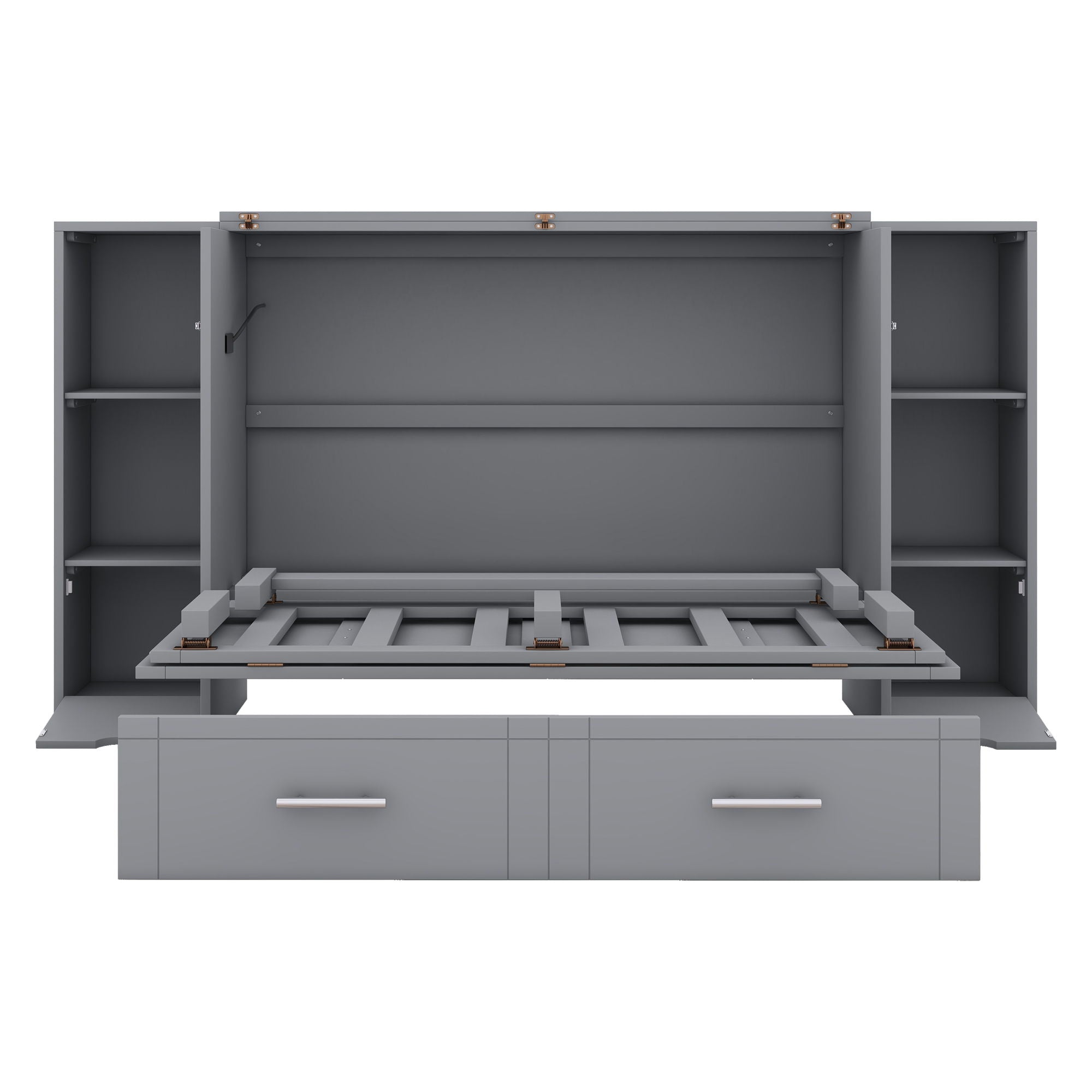 Murphy Bed With Shelves, Drawers And USB Ports