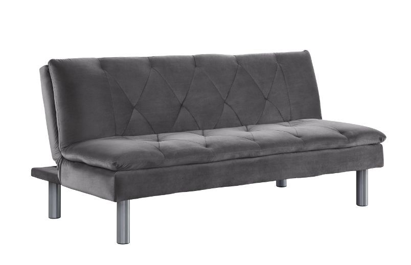 ACME Cilliers - Futon - Gray Velvet & Chrome Finish | Meri Furniture