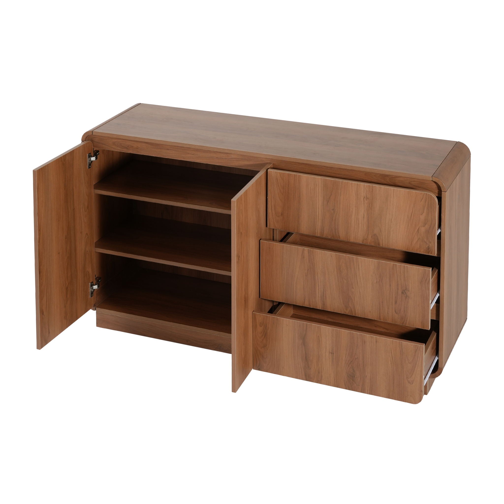 Sideboard, Wide Storage With 2 Doors And 3 Drawers