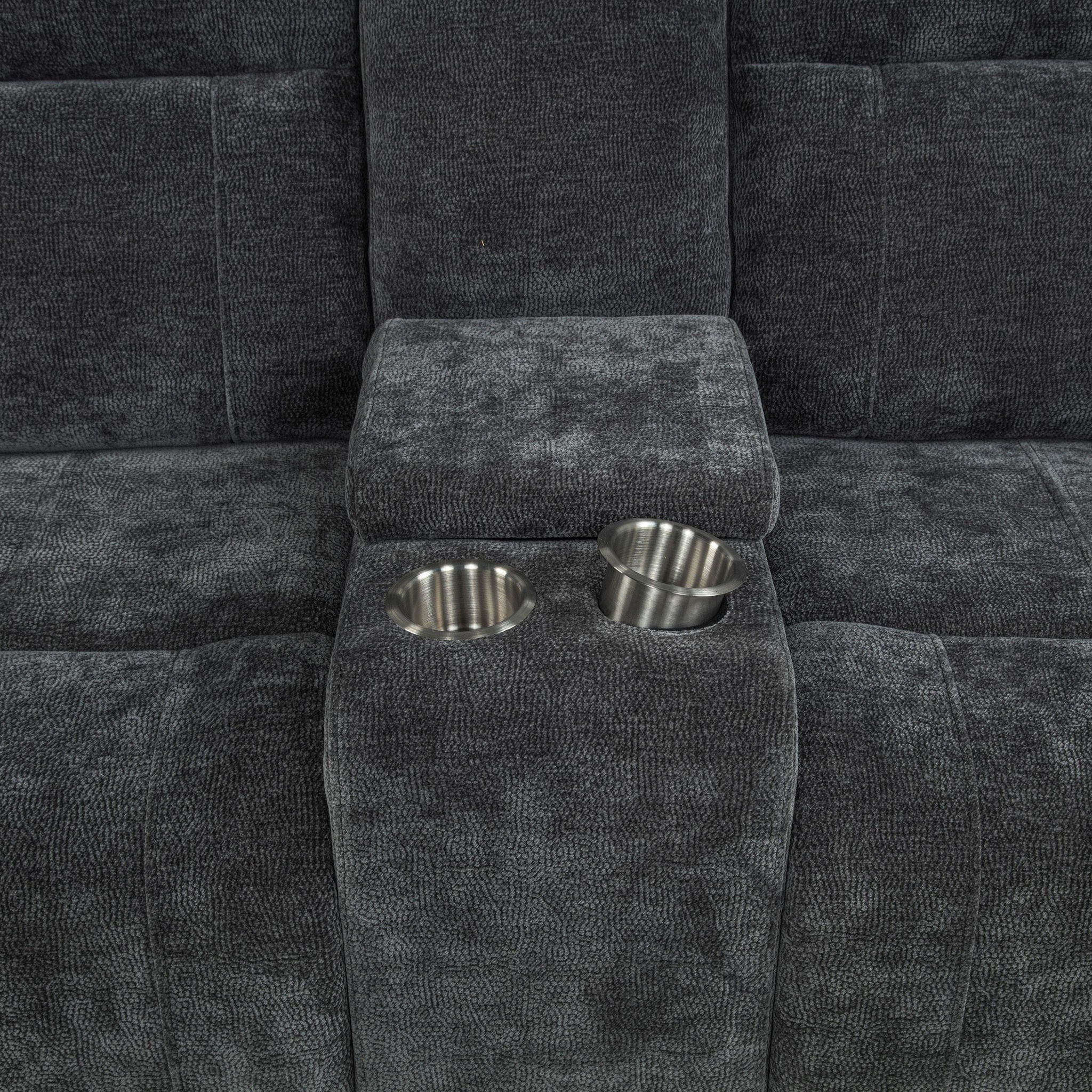 Kennett Chenille Upholstered Power Reclining Loveseat Grey