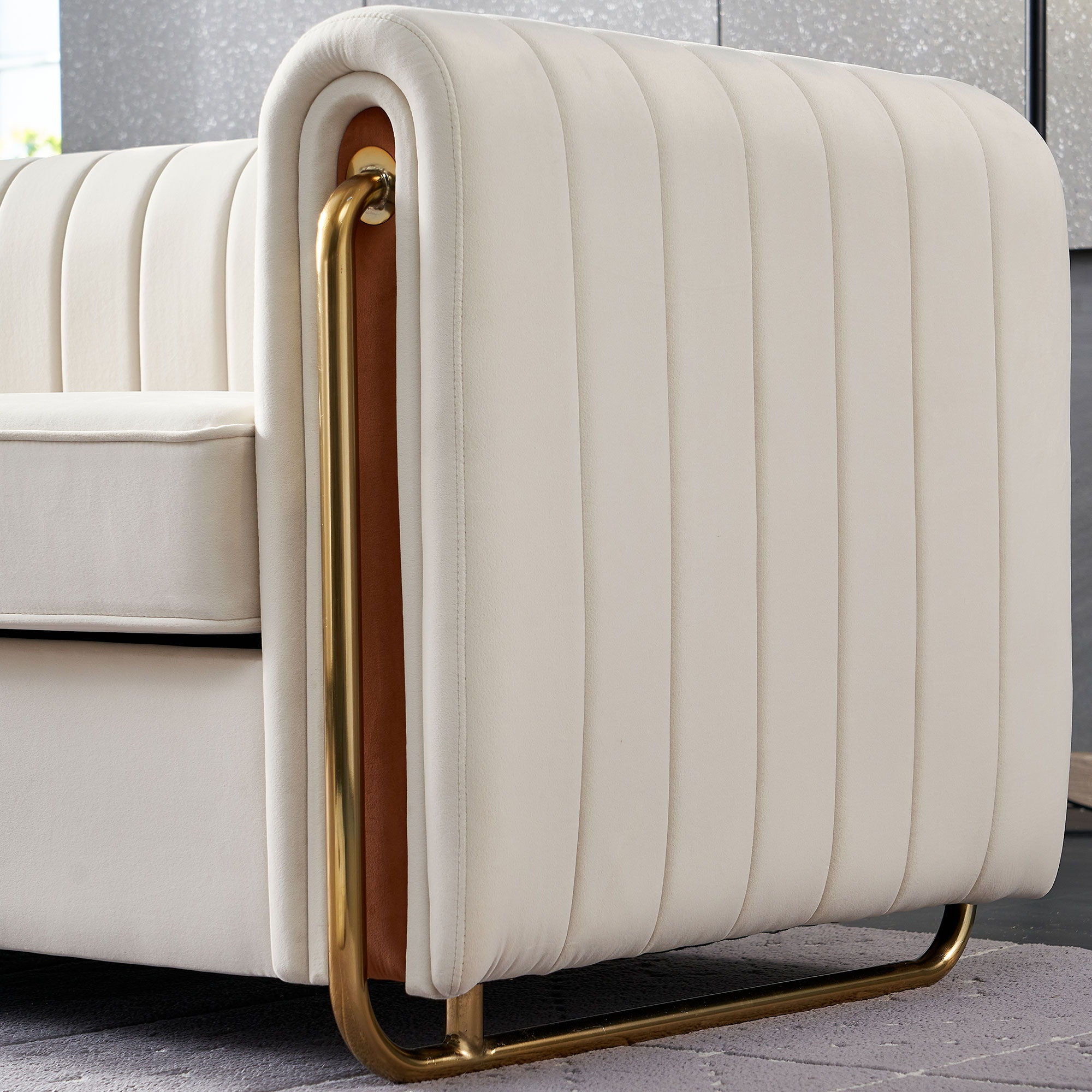 Contemporary Velvet Sofa Couch For Living Room