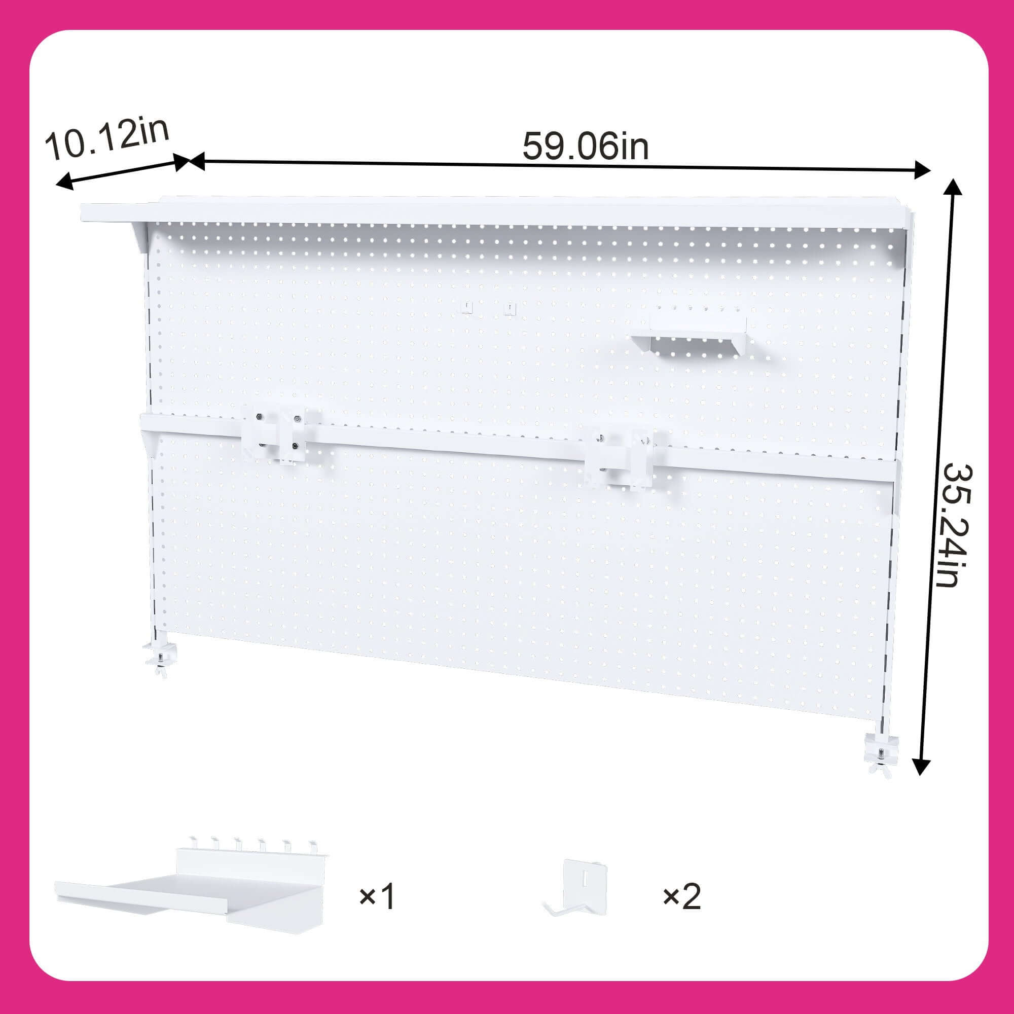 Clamp On Desk Pegboard With Single Monitor Stand