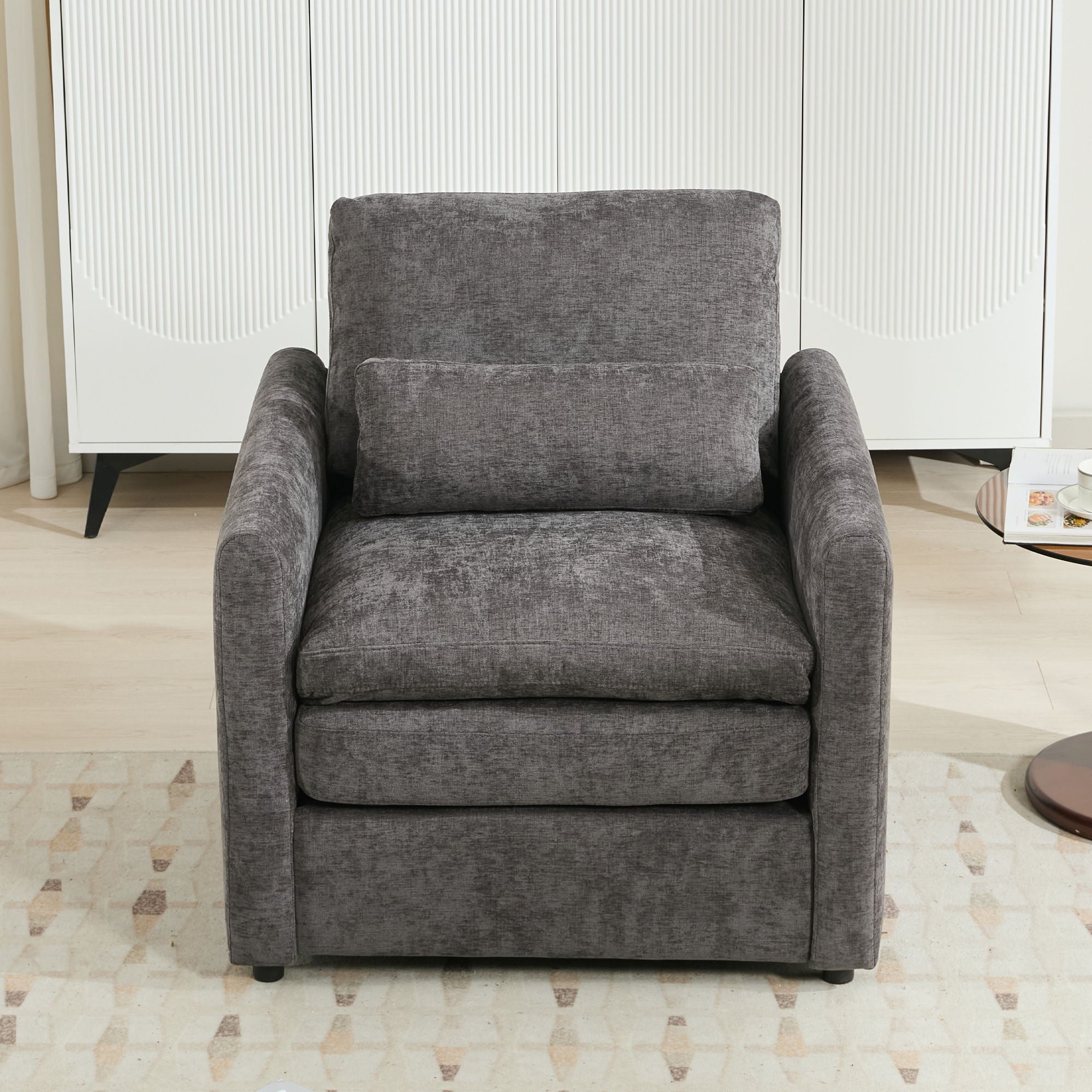 Cozy Upholstered Plush Cushion Armchair For Living Room