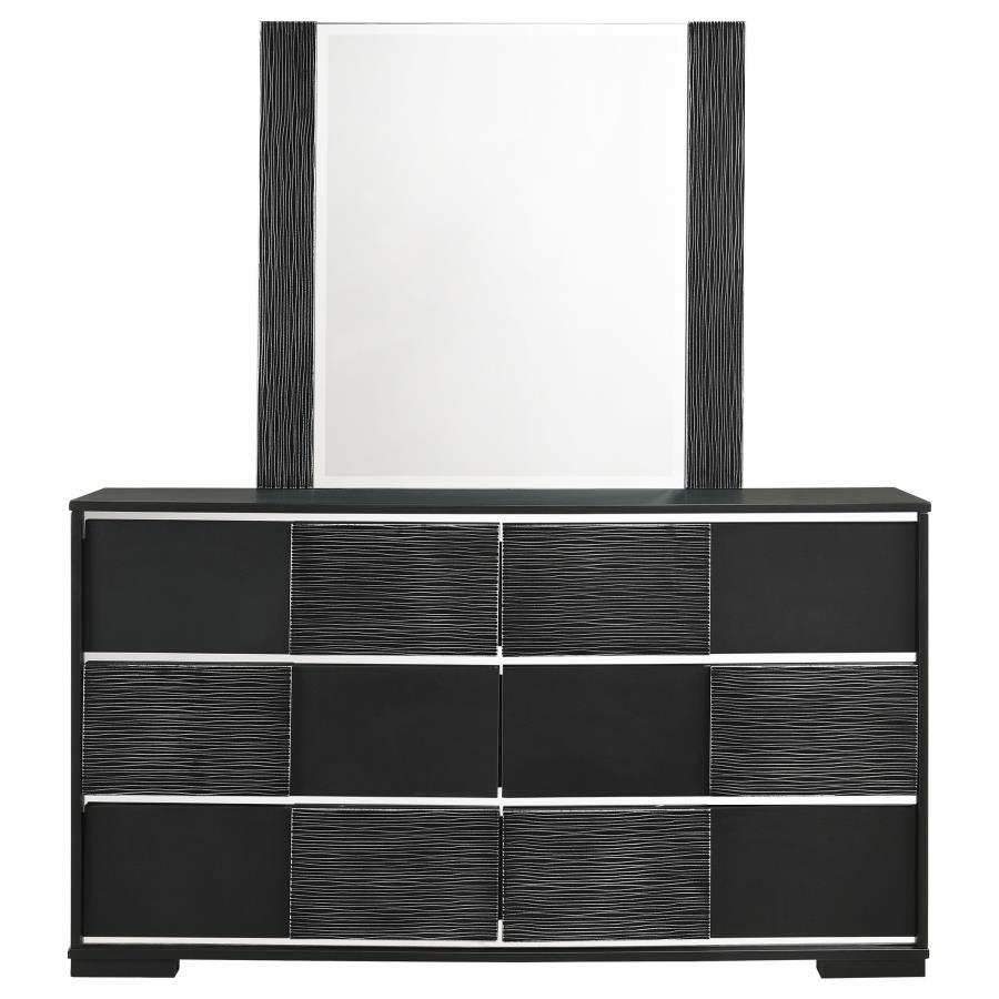 Coaster Fine Furniture Blacktoft - 6-Drawer Dresser With Mirror - Black | Meri Furniture