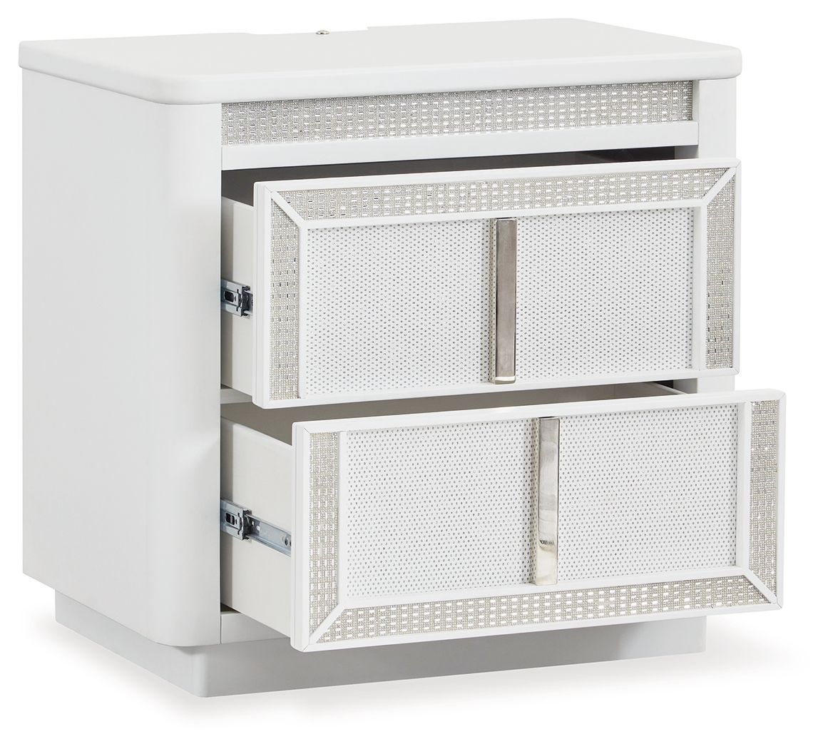 Signature Design by Ashley® Chalanna - White - Two Drawer Night Stand | Meri Furniture