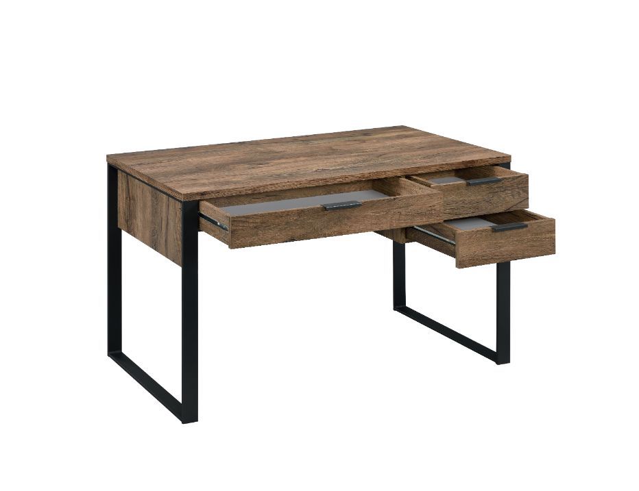 ACME Aflo - Writing Desk - Weathered Oak & Black Finish | Meri Furniture