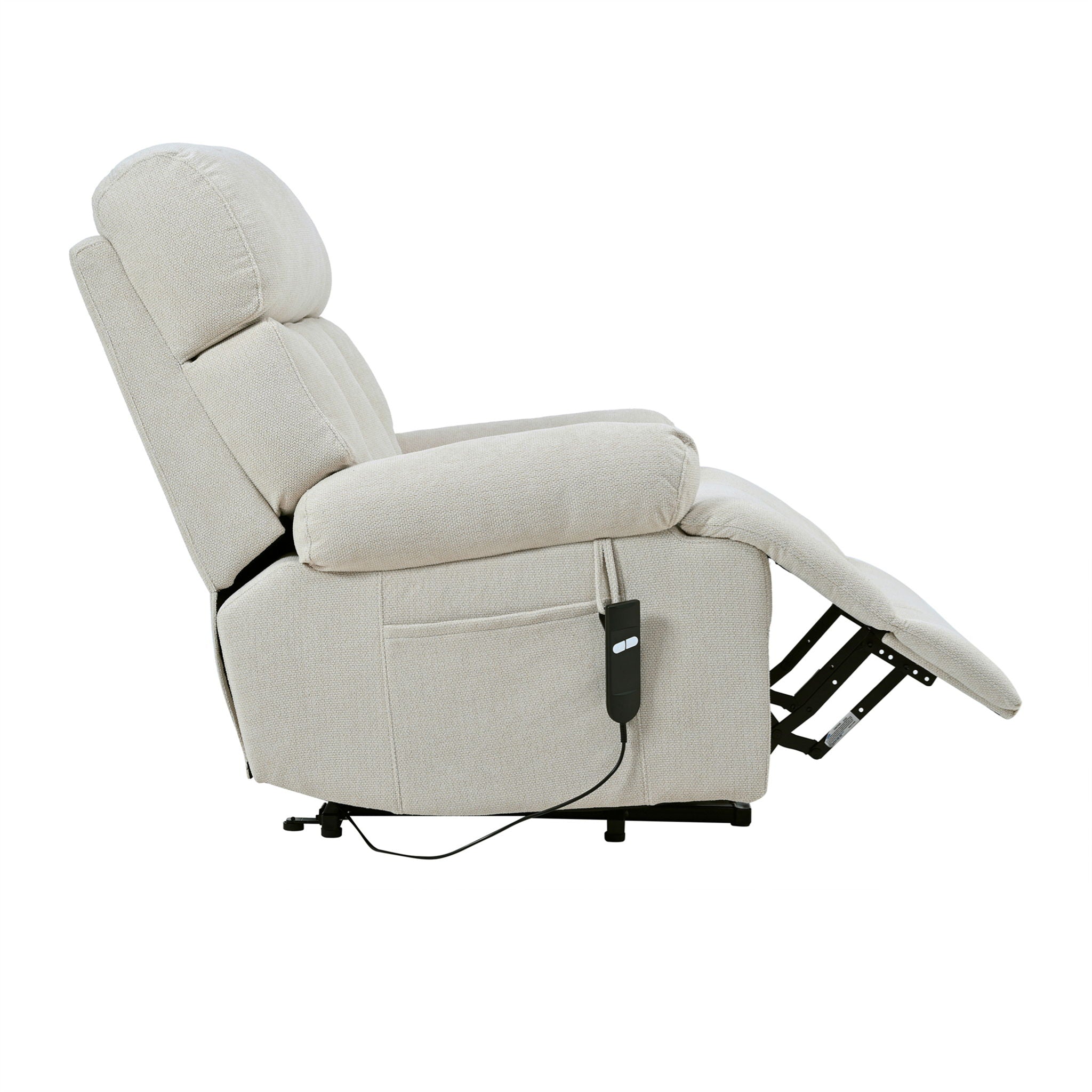 Oversized Power Lift Recliner Chai With Remote Control, Side Pocket, Spacious Seat