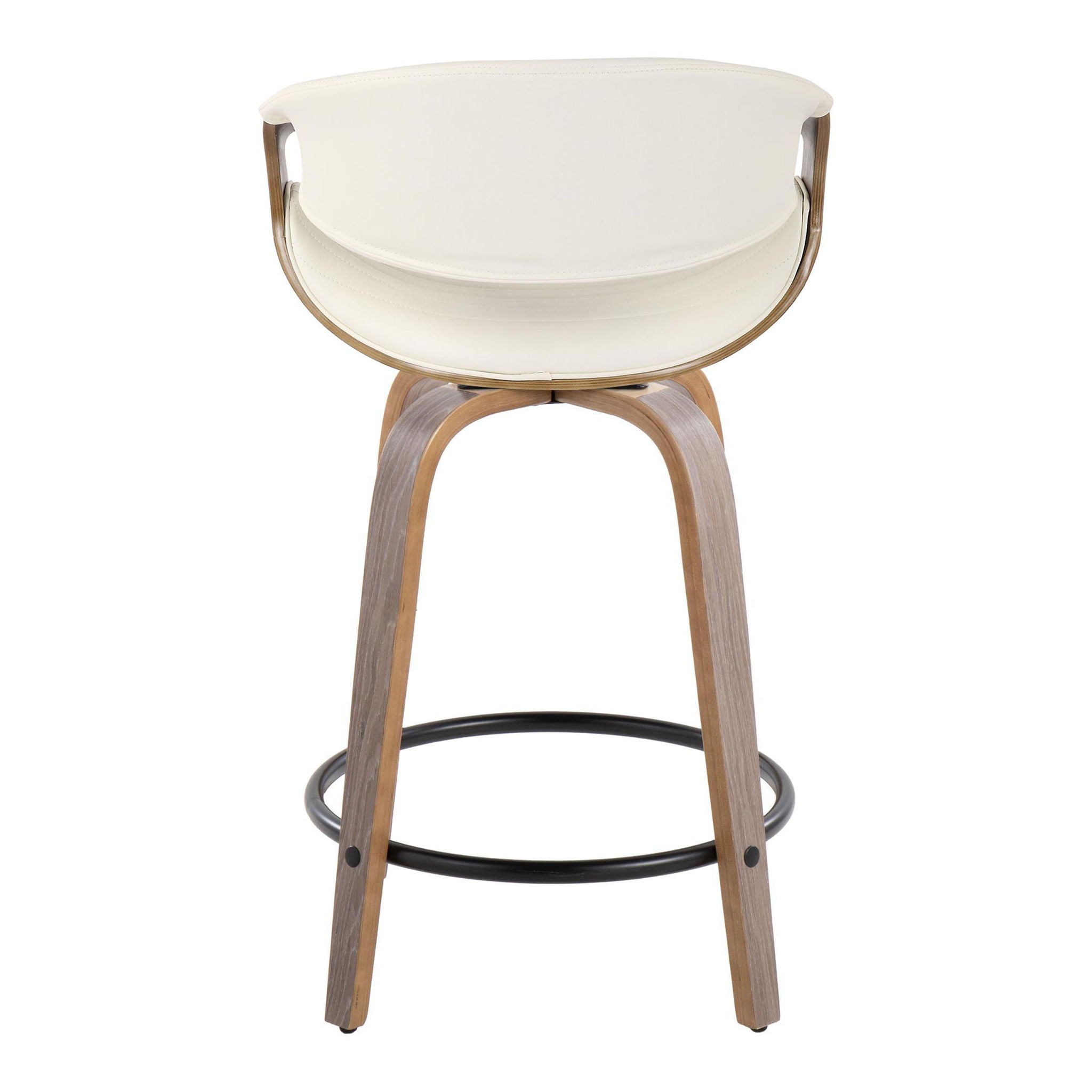 Symphony - Mid Century Modern Fixed Height Counter Stool With Swivel And Round Footrest (Set of 2)