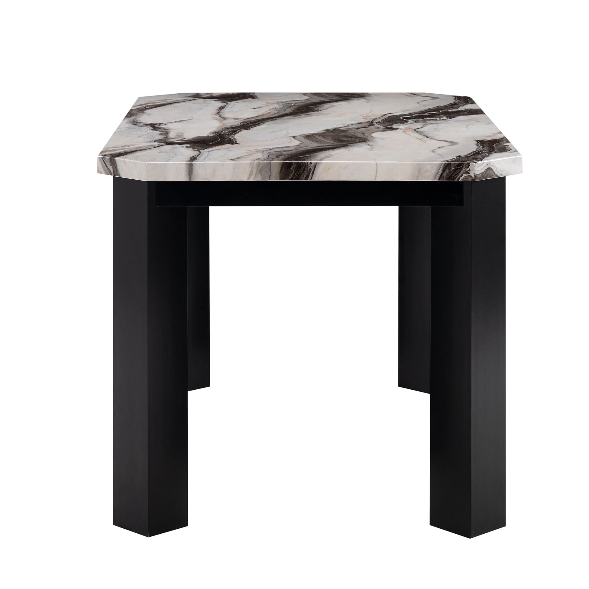 Magaly - Bar Table And Stool 5 Piece Set With Marbled Top Detail - Dark Gray