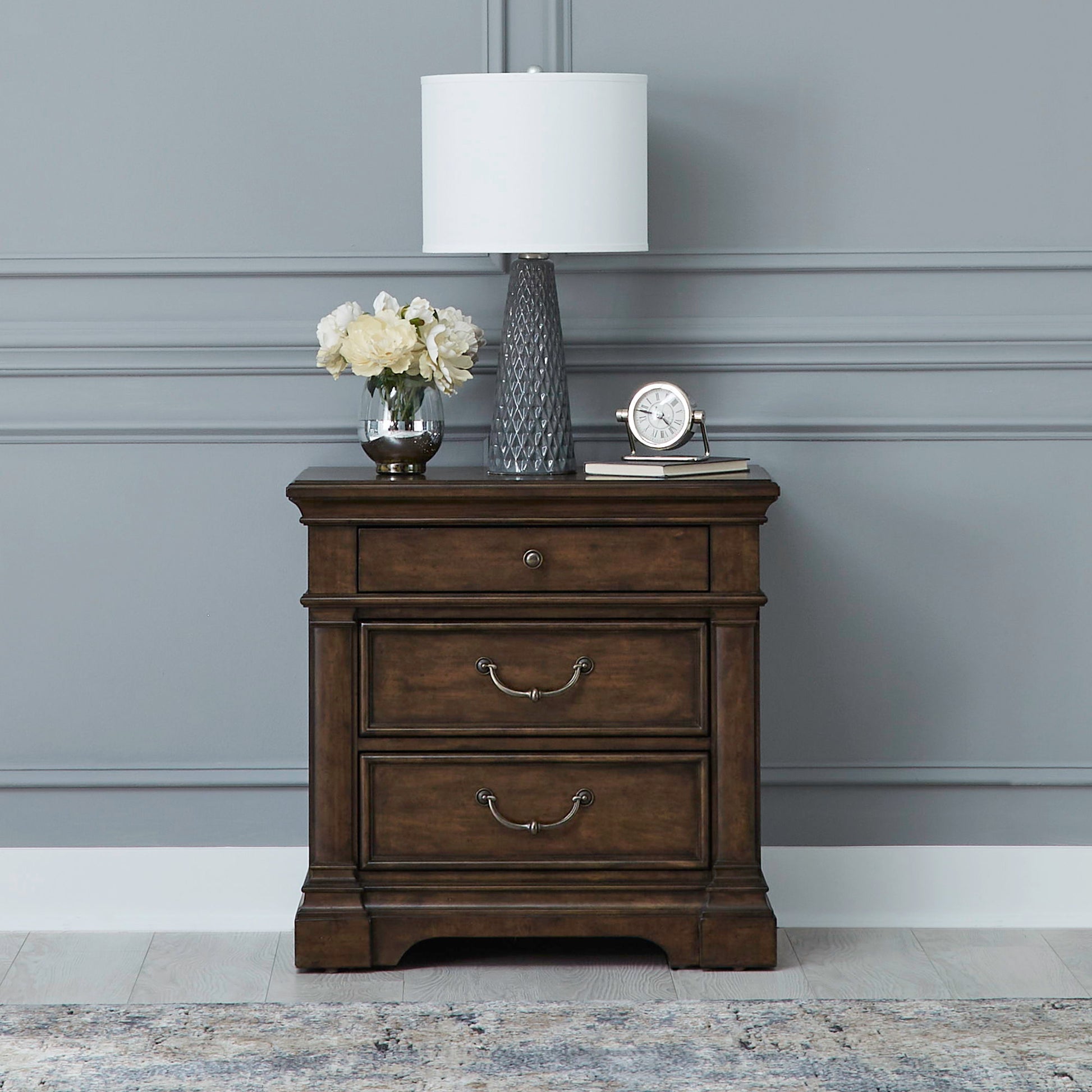 Liberty Furniture Arden Road - Nightstand With Charging Station - Satin Cherry | Meri Furniture