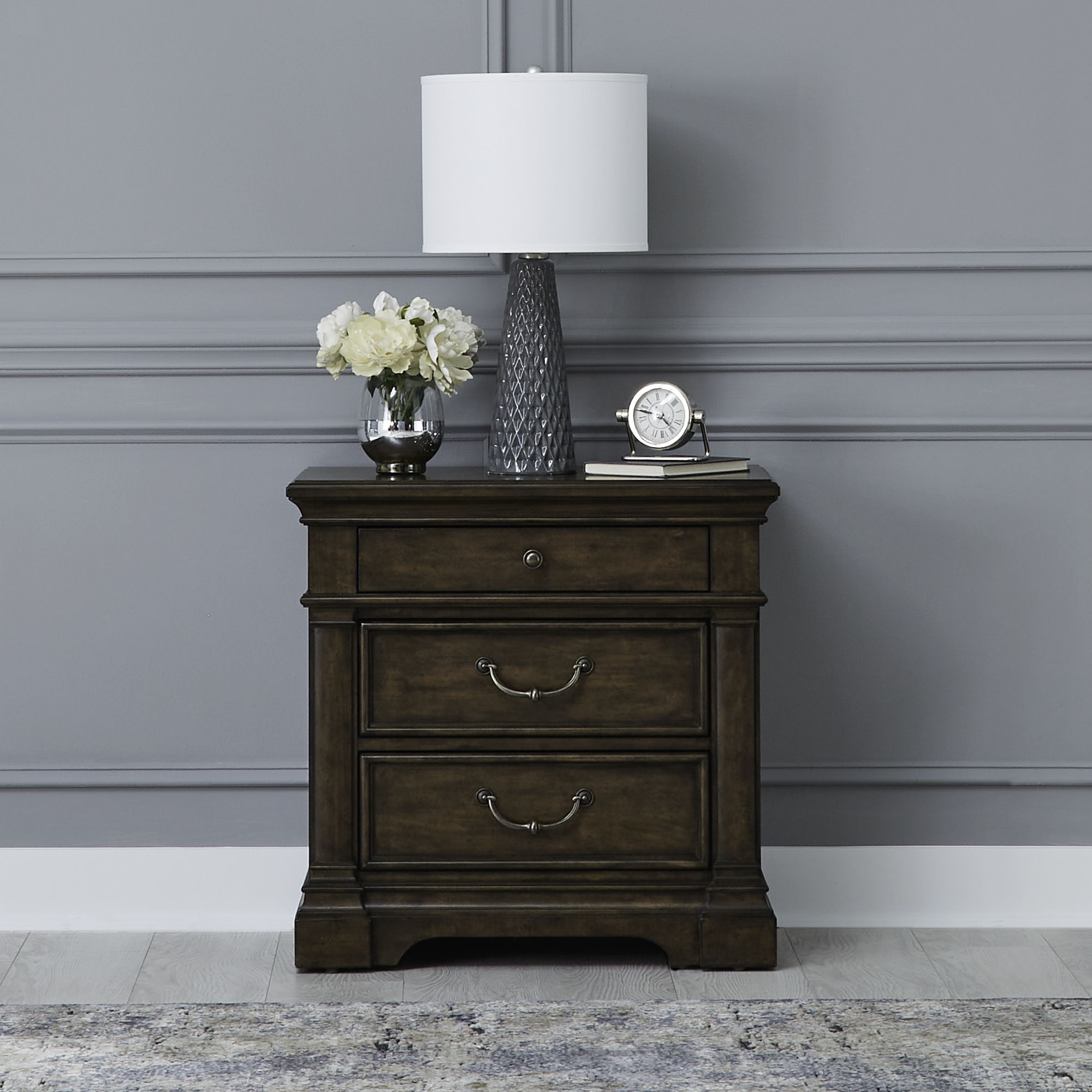 Liberty Furniture Arden Road - Nightstand With Charging Station - Satin Cherry | Meri Furniture