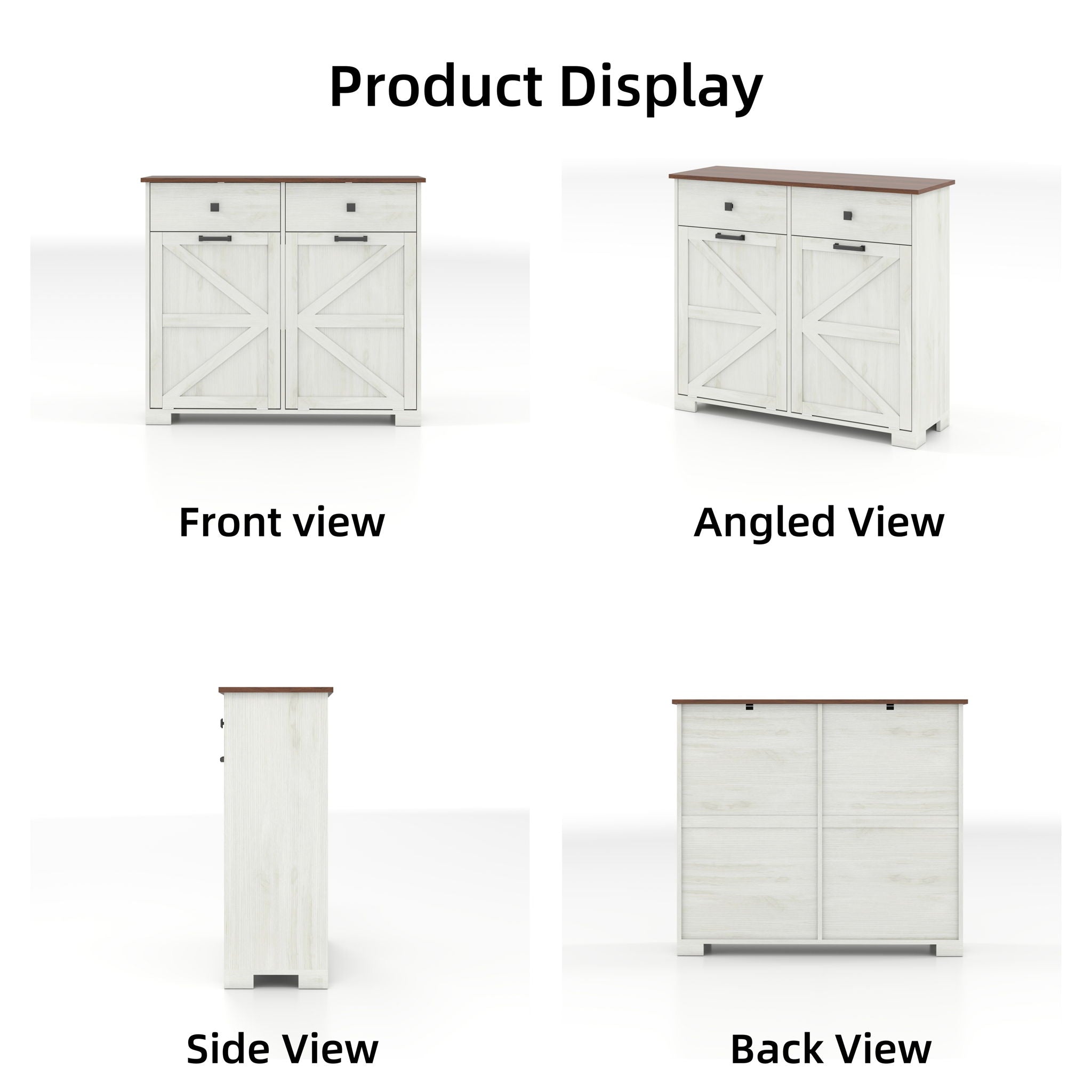 Double Tilt Out Trash Cabinet With Hideaway Drawer And Barn Door Style