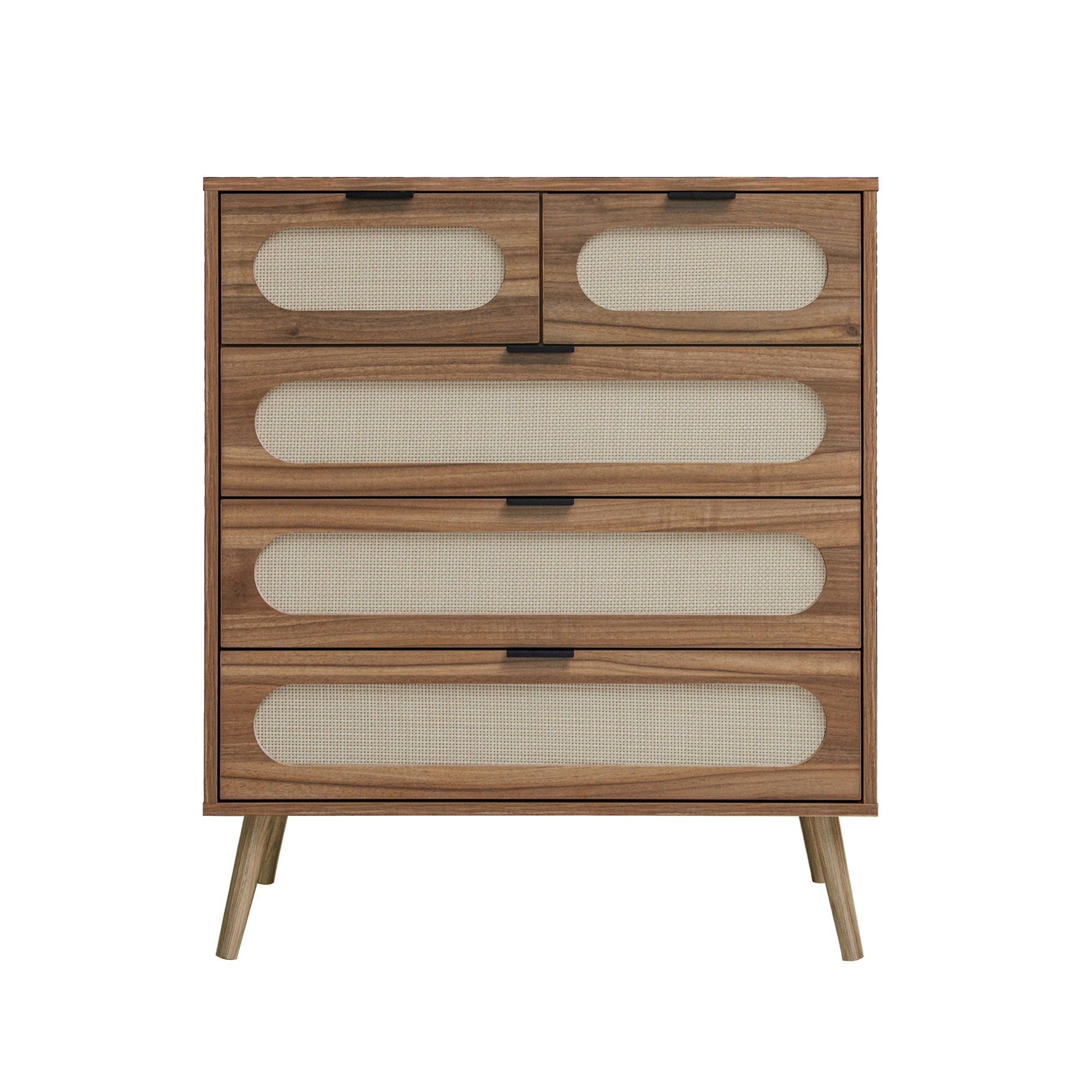 Modern 5 Drawer Accent Storage Cabinet For Living Room, Bedroom, Dining Room, Or Study - Walnut