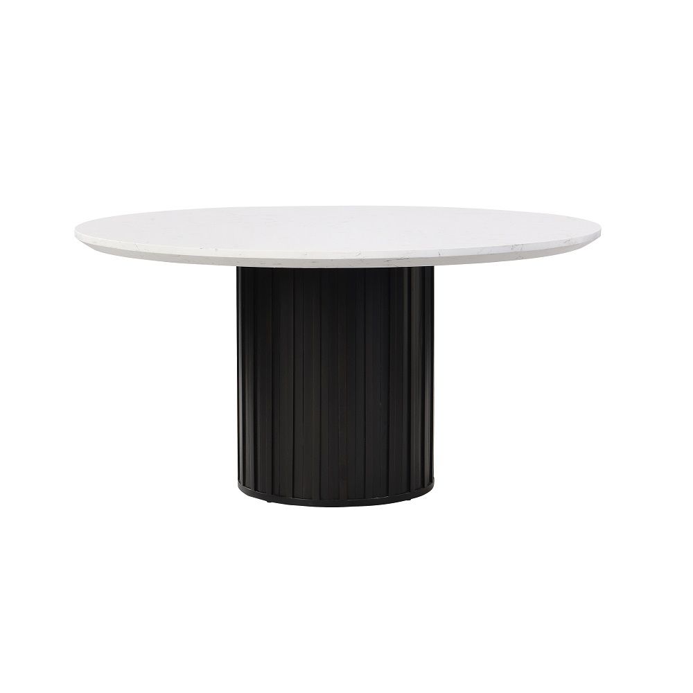 ACME Jaramillo - Round Dining Table With Engineered Marble Top - Black | Meri Furniture
