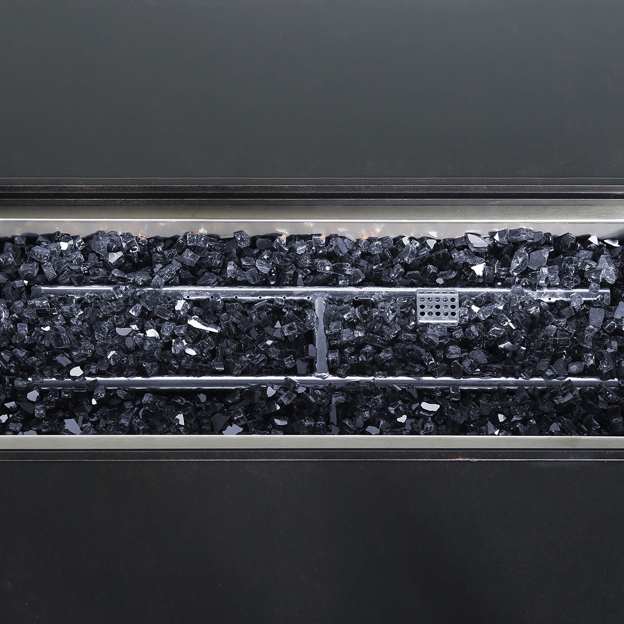 Aluminum Rectangle Fire Table With Fire Glass And Cover - Antique Bronze