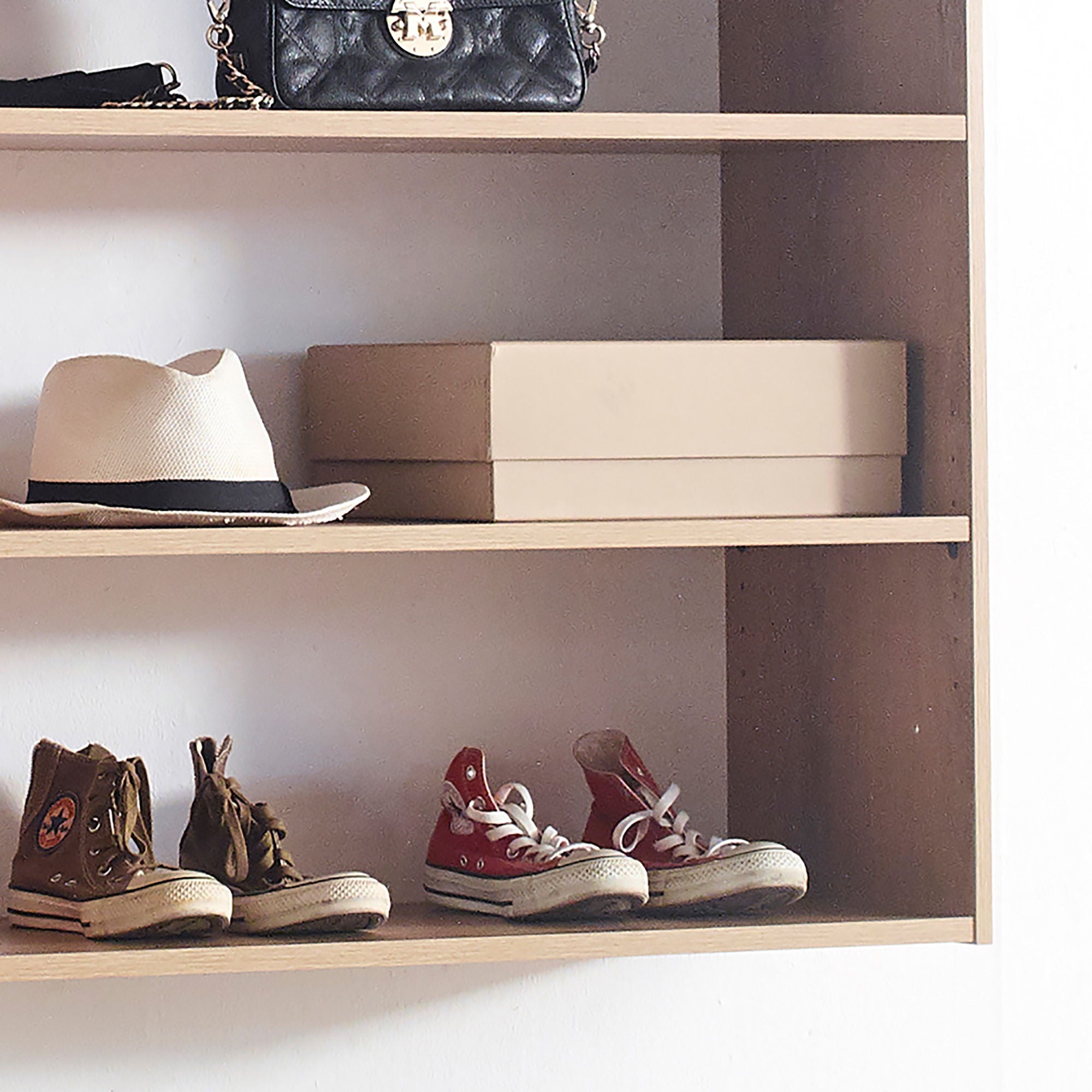 Devi - Wall Mounted Wood Closet System With Modular Design And Ample Storage