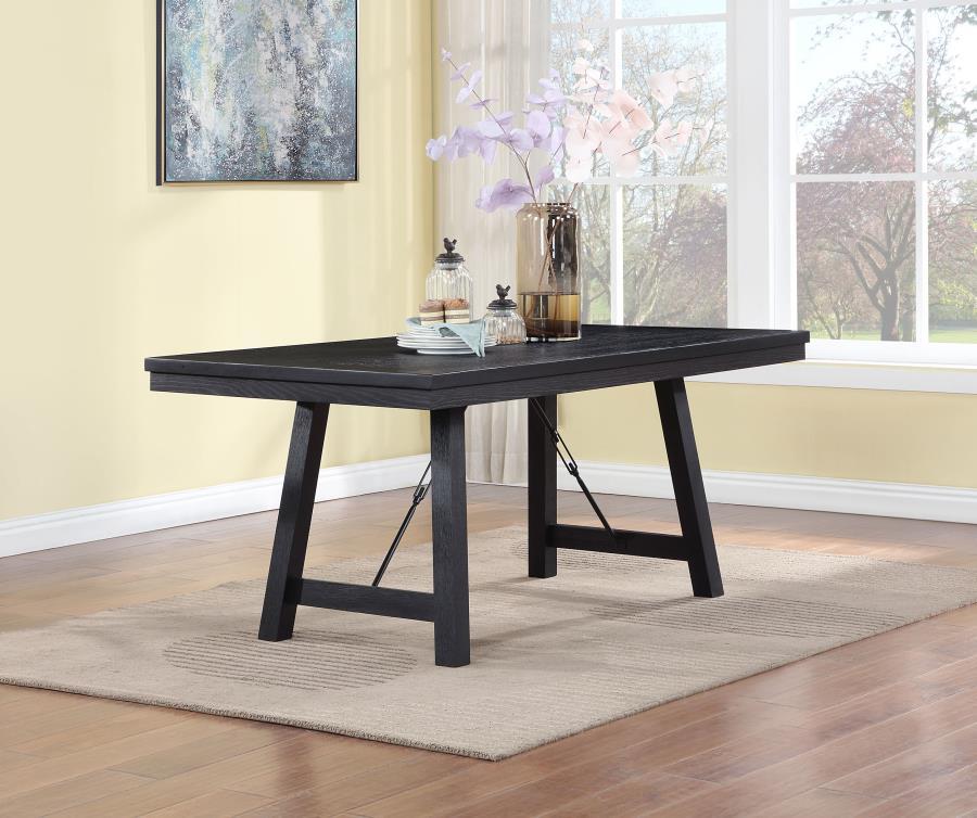 Coaster Fine Furniture Newport - Rectangular Wood Trestle Dining Table - Black | Meri Furniture