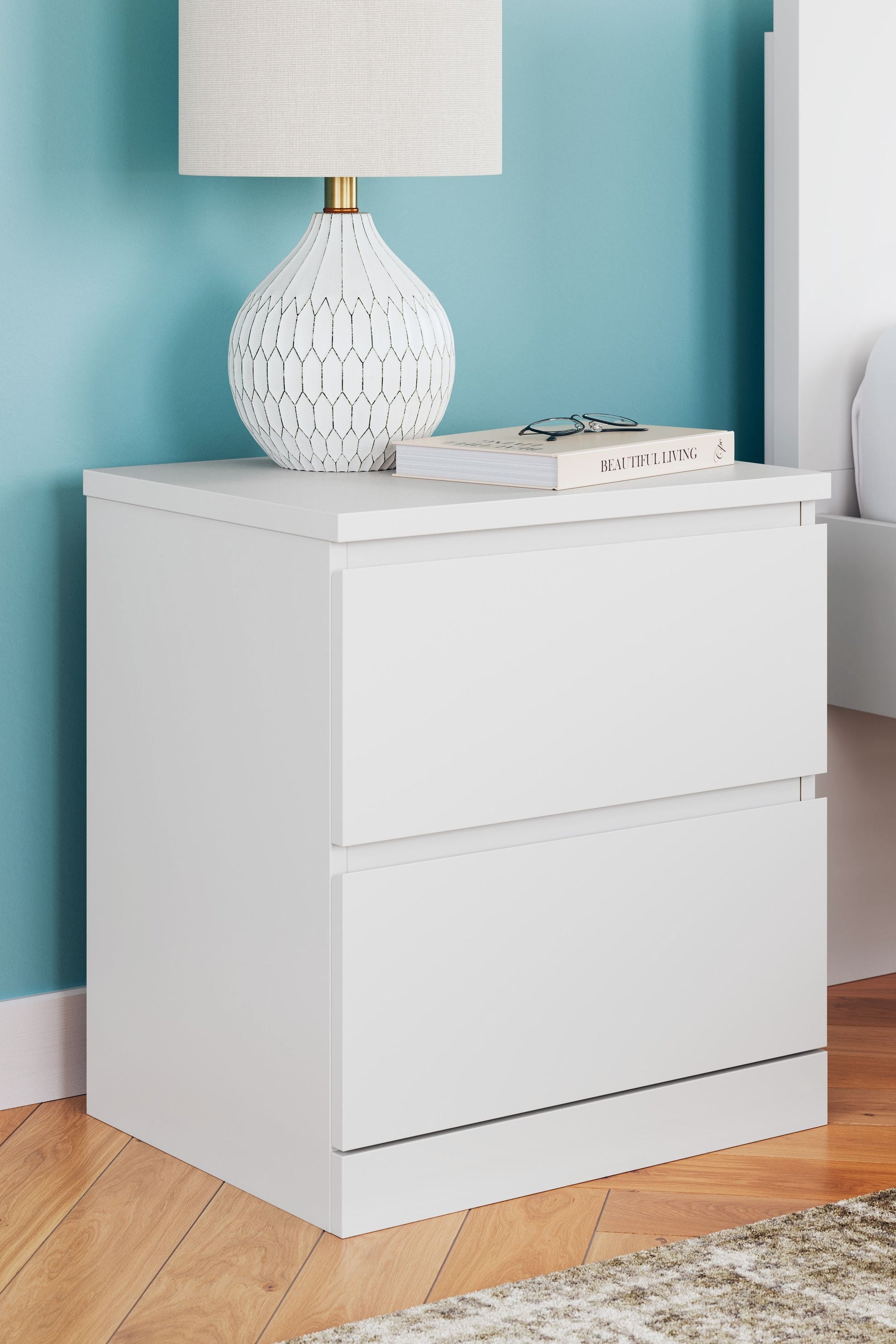 Signature Design by Ashley® Onita - White - Two Drawer Night Stand | Meri Furniture