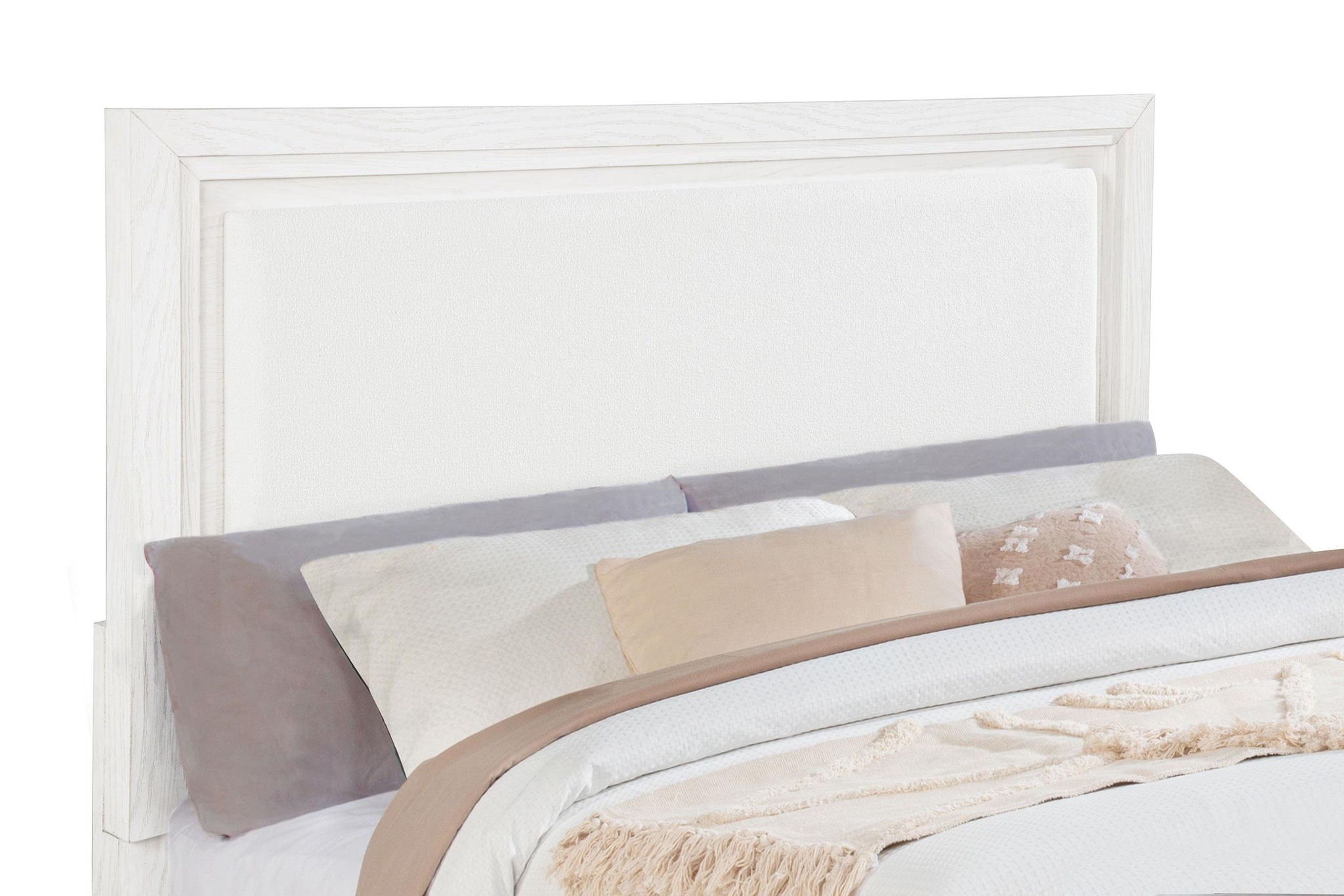 Marielle California King Panel Upholstered Bed Distressed White