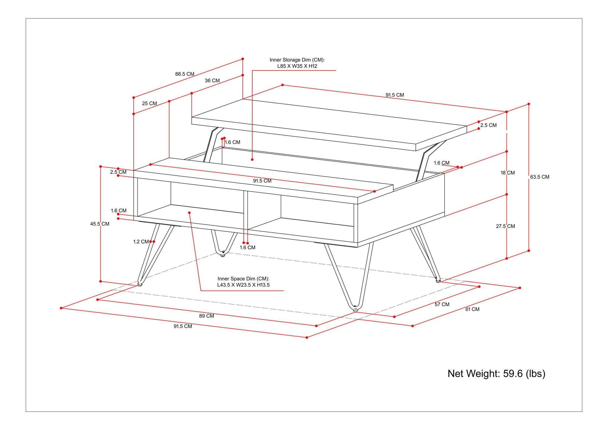 Hunter - Handcrafted Lift Top Coffee Table